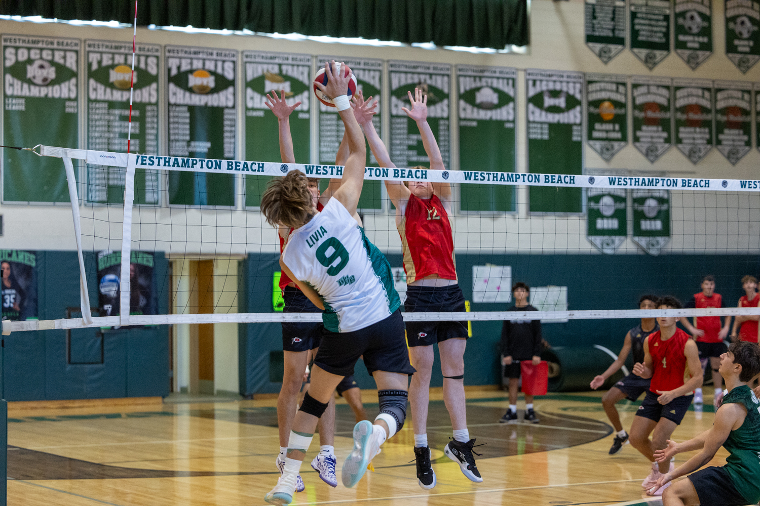 Junior outside hitter Thomas Livia spikes the ball. RON ESPOSITO