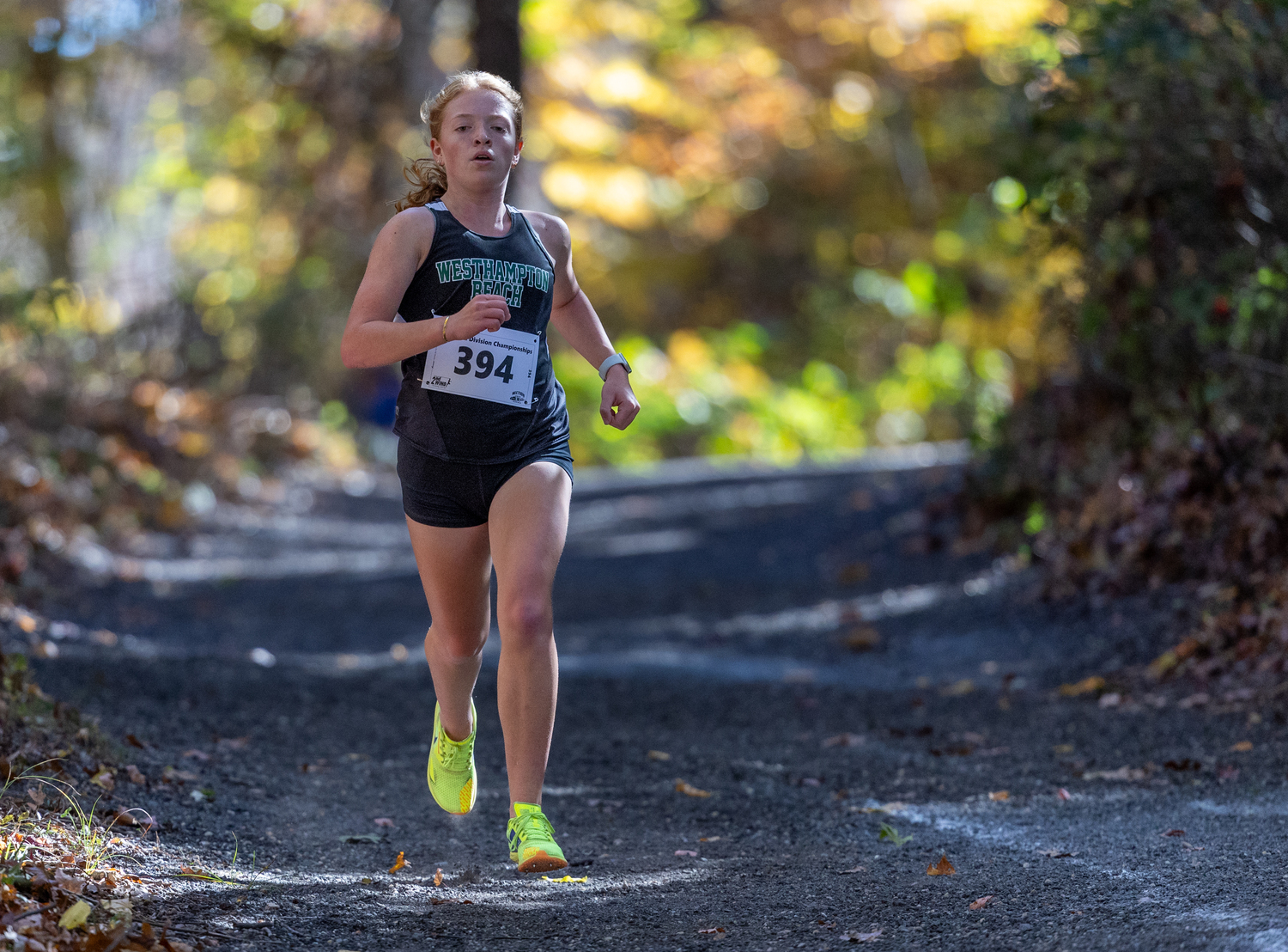 Westhampton Beach senior Lily Strebel placed second in her race last week at divisions.   RON ESPOSITO