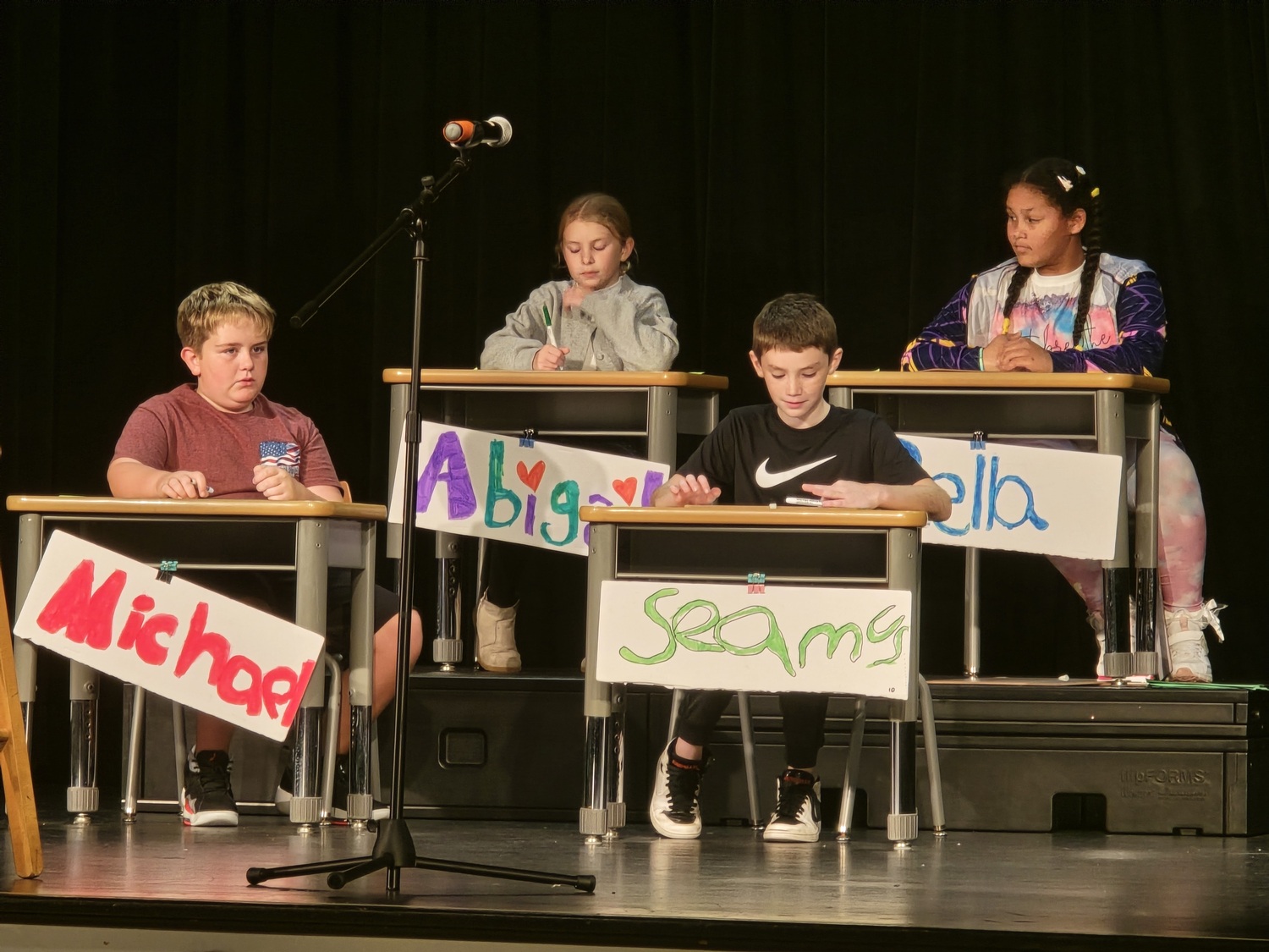 Members of the cast of the fifth grade play, 