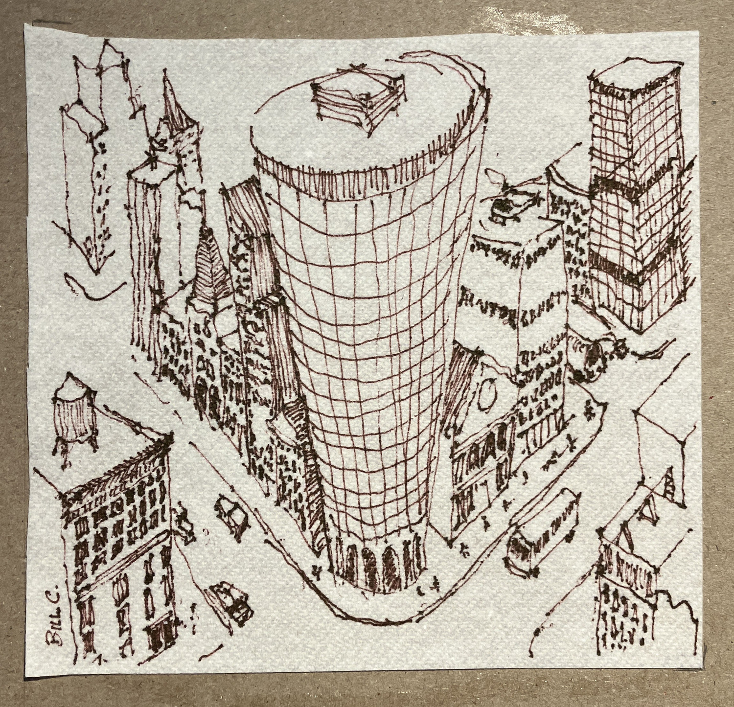 AIA Peconic napkin sketch