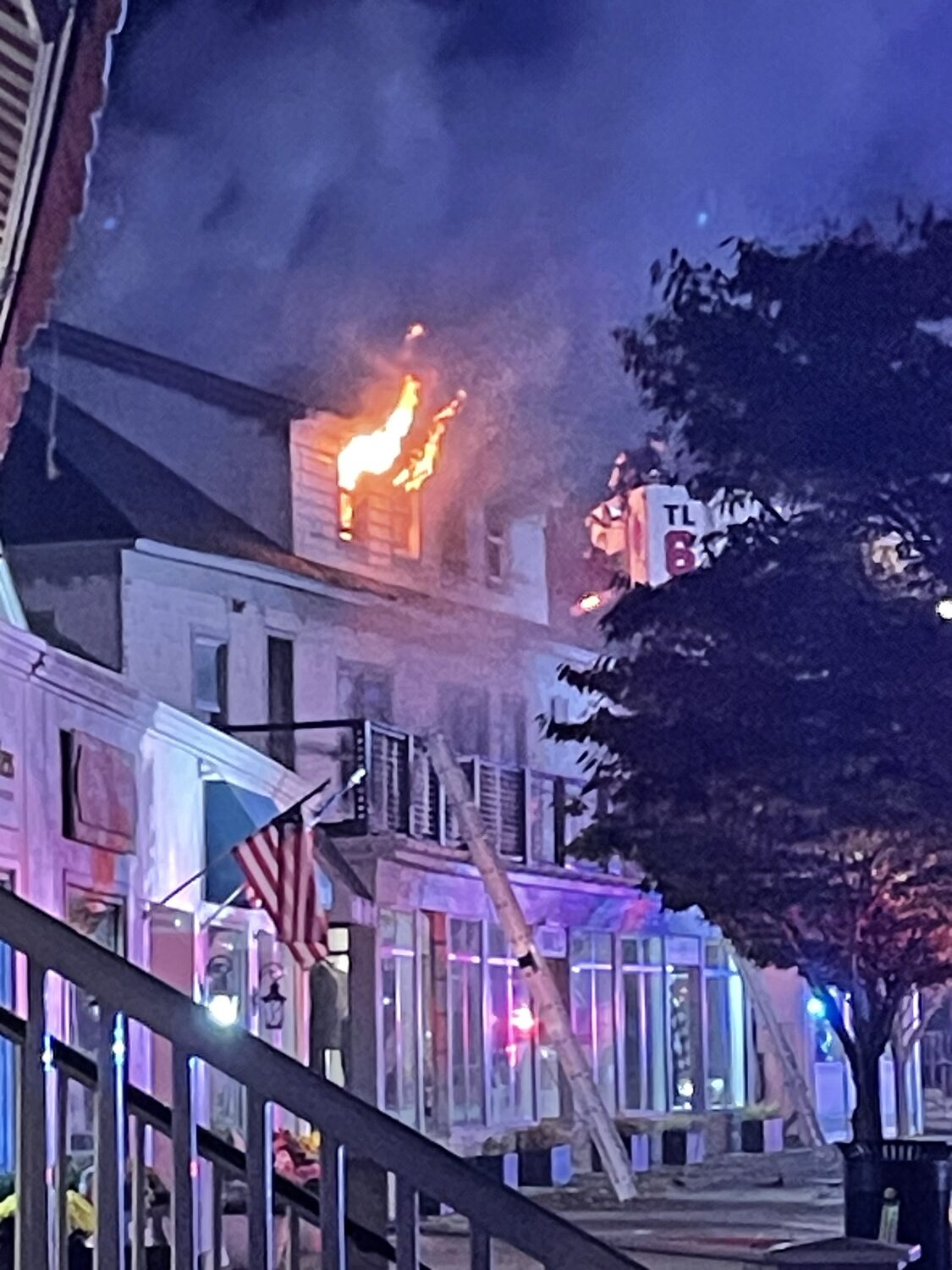 More than a dozen people escaped a fire, apparently uninjured, in a Westhampton Beach building early Friday morning. NANCY ST. JOHN