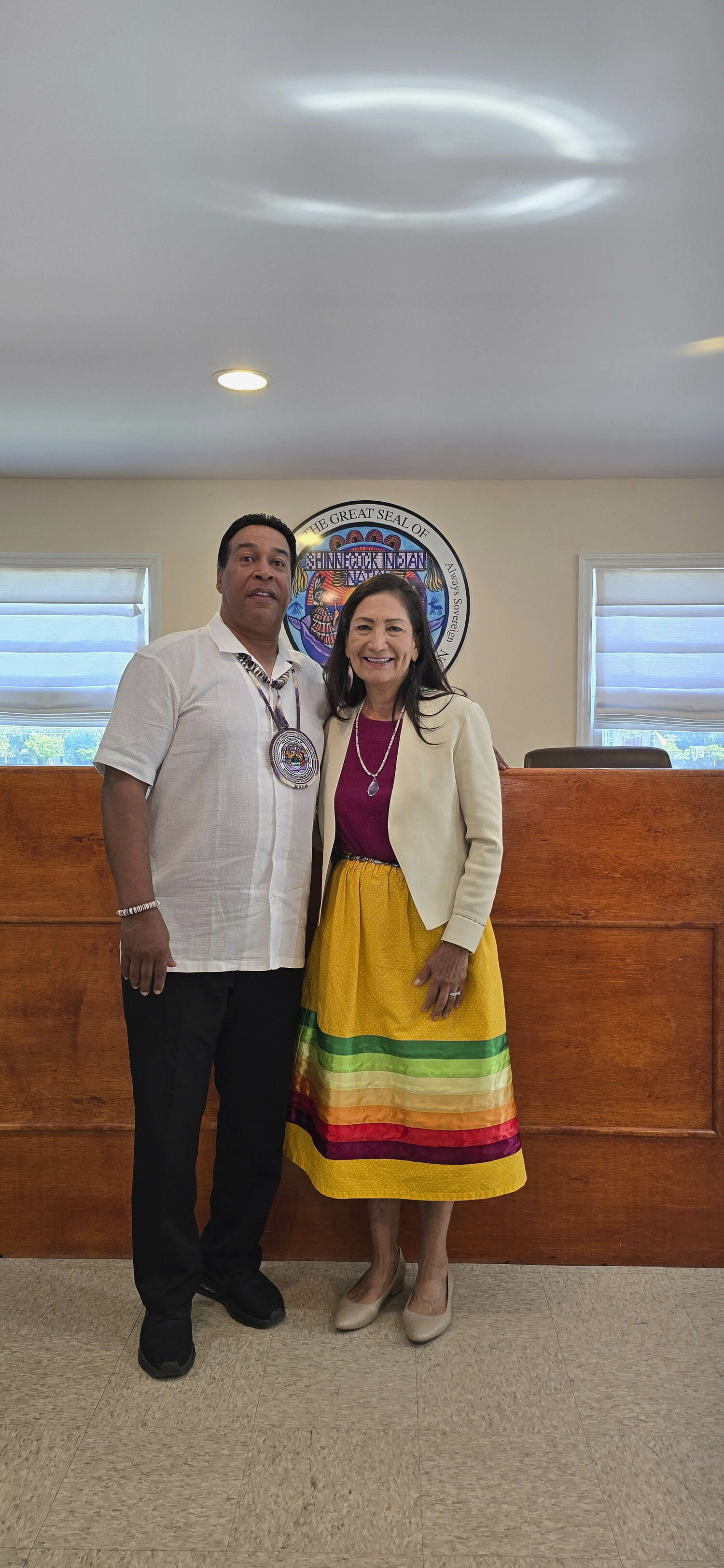 Lance Gumbs with Secretary of the Department of Interior Deb Haaland.  COURTESY LANCE GUMBS