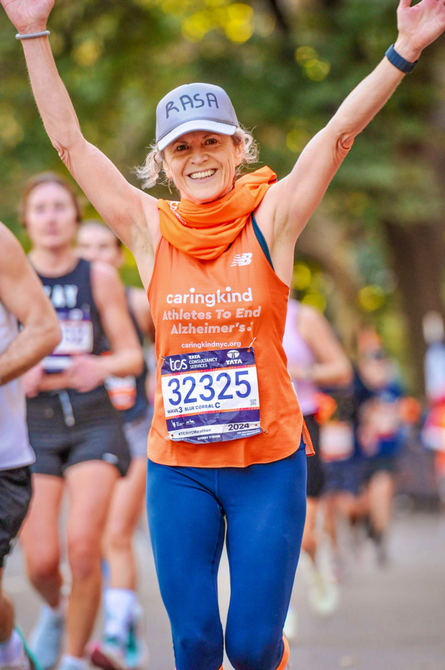 Rasa Tarailaite-Vaughan of East Hampton ran her first marathon in New York City on Sunday, finishing in 4 hours and 9 minutes.