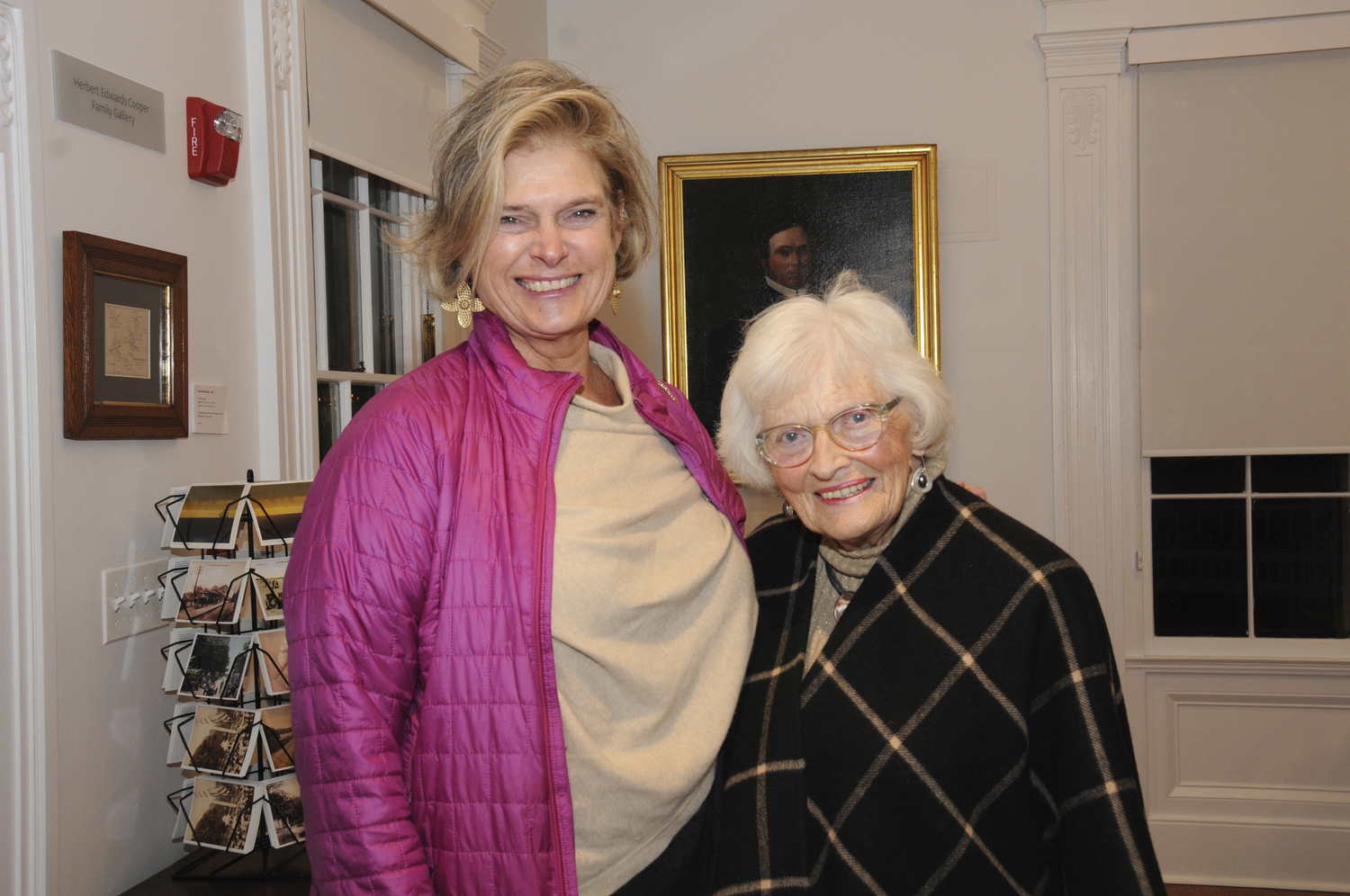 Suffolk County Legislator Ann Welker with her Mother Mary at the Bridgehampton Museum's Nathaniel Rogers House on Saturday, to learn about the history of the Shinnecock-Montauk  people from historian/author/artist/member of the Shinnecock and Montauk Nations David Bunn Martine. The presentation showed ancient cultural phases of Native history on Long Island, aspects of the history of the of Native whaling, and more contemporary illustrations of traditional arts and crafts. All proceeds from the lecture went to the Boys & Girls Club of Shinnecock Nation.  RICHARD LEWIN