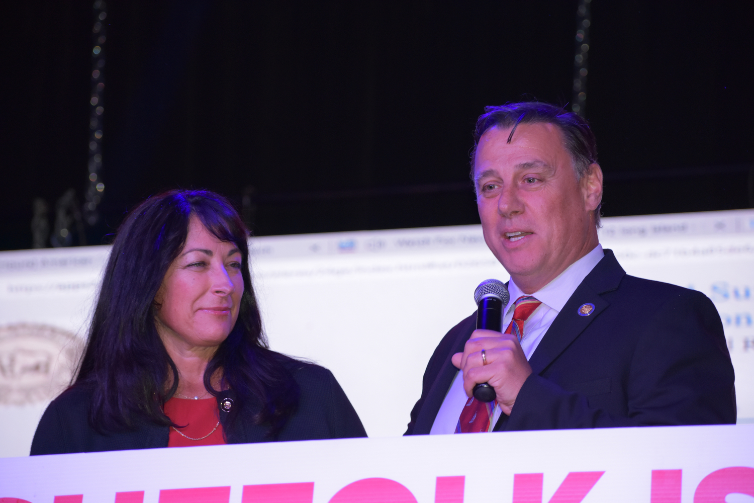 State Senator Anthony Palumbo gives a victory speech on Tuesday night. BRENDAN J. O'REILLY