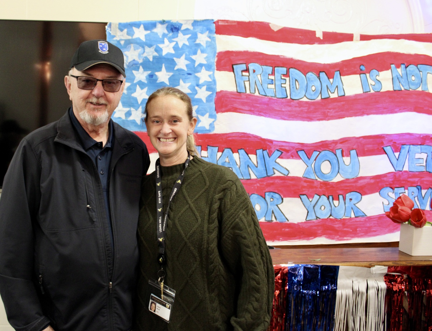 Staff member Cheryl Nordt with her father and veteran Fred Nordt.