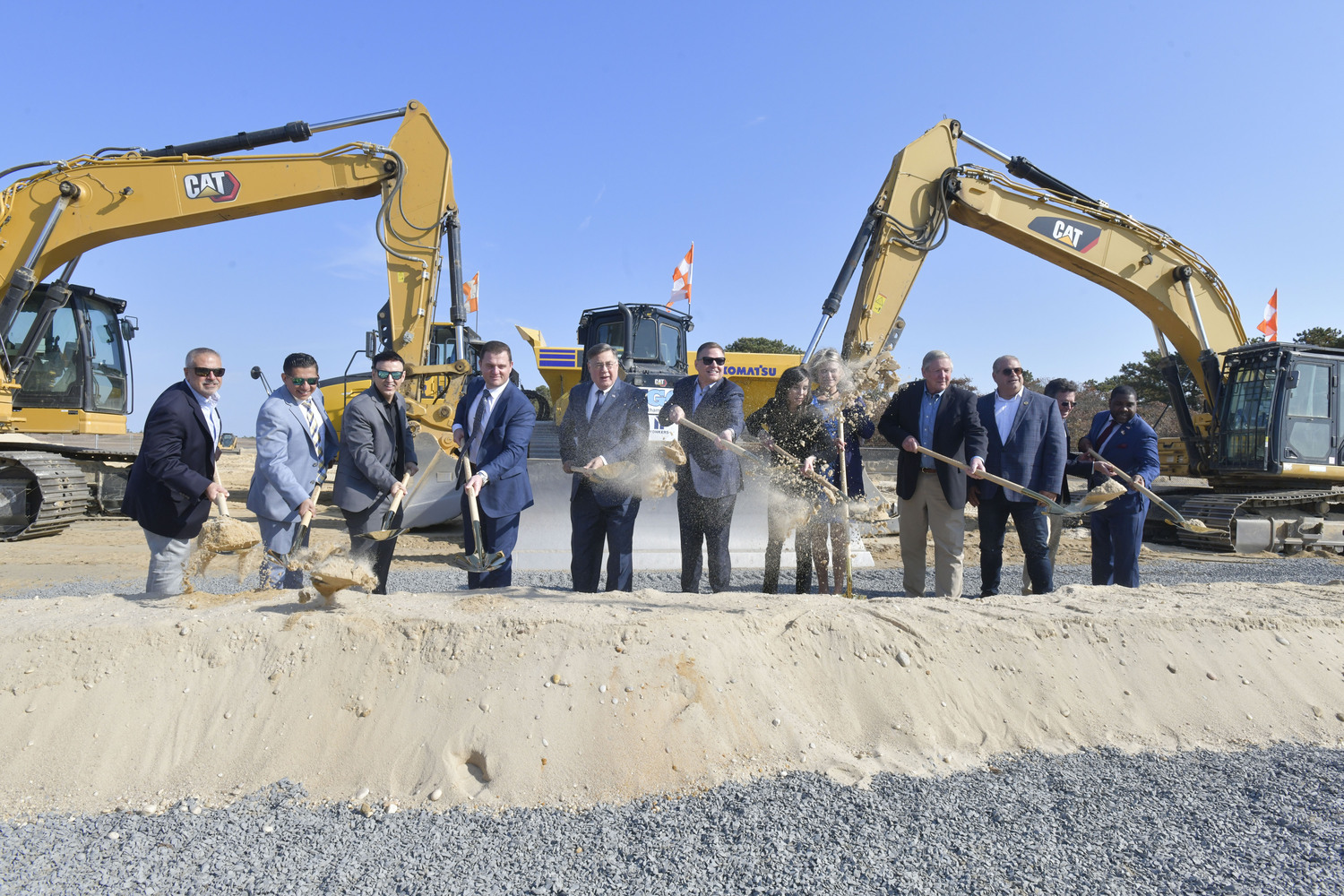 Ground was broken on Signature Aviation's fixed based operator project at Gabreski Airport on October 29. The  13-acre, $48 million development project will include two new 31,250 square foot aircraft hangers, a new terminal office building, new aircraft parking apron and an aircraft fuel facility.   DANA SHAW