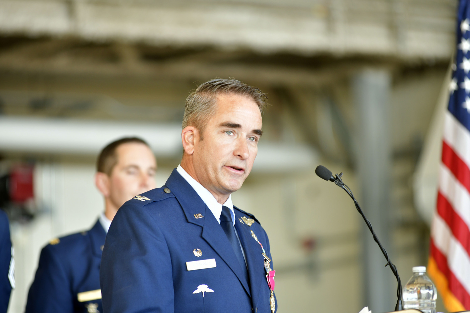 Outgoing 106th Rescue Wing Commander Colonel Shaw Fitzgerald.  DANA SHAW