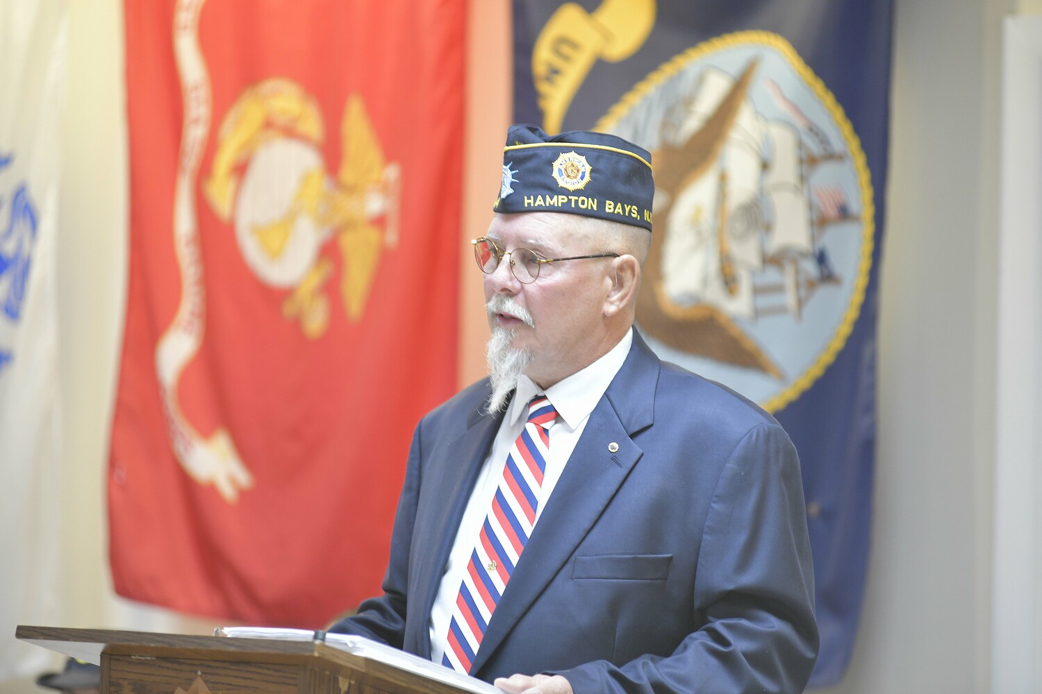 Hand Aldrich Post 924 Commander George Hand welcomes the crowd.