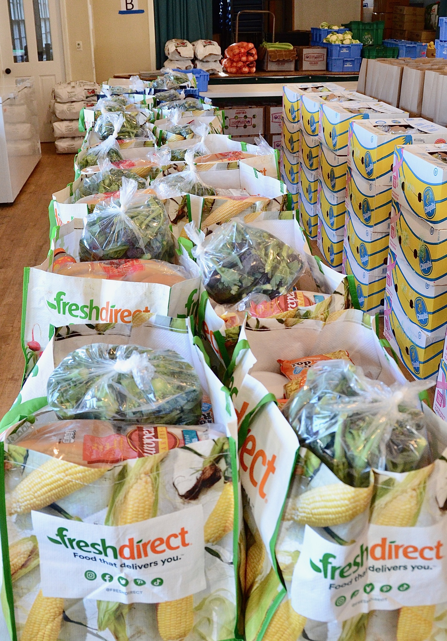 Grocery bags, ready for pickup. KYRIL BROMLEY