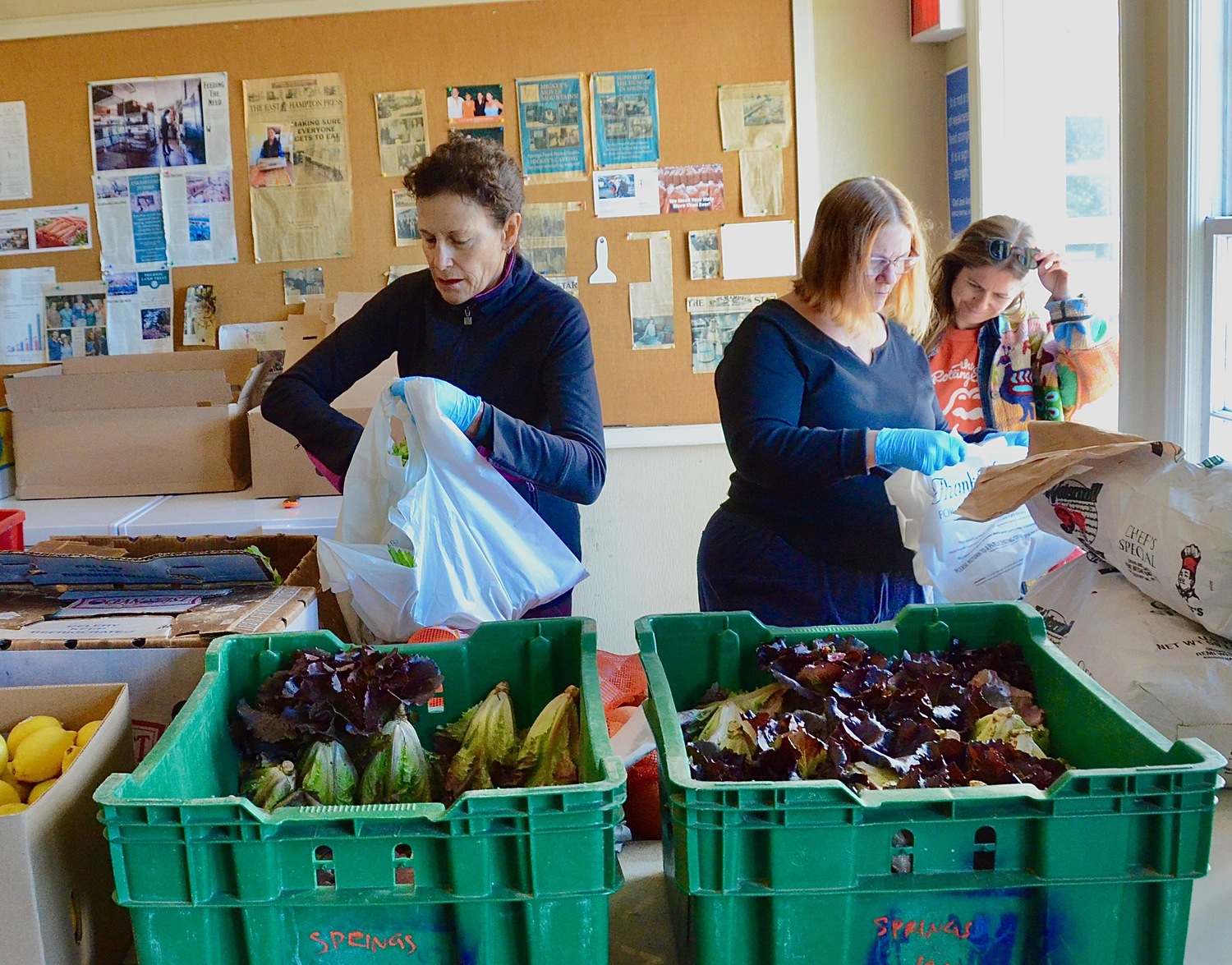 Volunteers sort produce for grocery pickup at the Springs Food Pantry. KYRIL BROMLEY