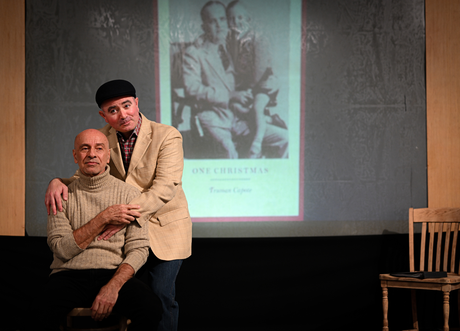 Center Stage actors Franco Pistritto and Patrick Abillama in rehearsals for Truman Capote’s holiday short stories collection of three tales which will presented at Southampton Arts Center.  DANE DUPUIS