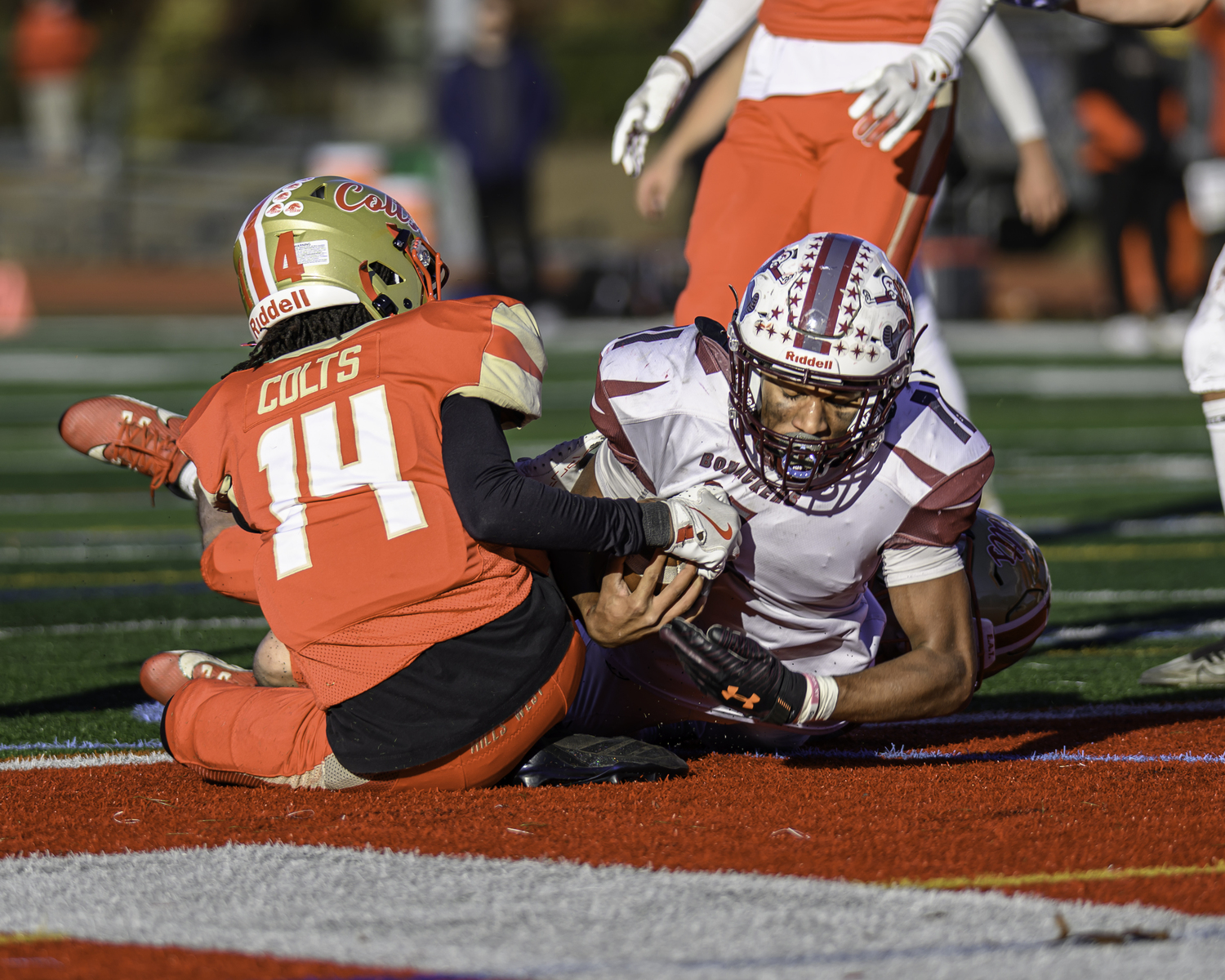 Bridgehampton junior Jai Feaster scored the Bonackers lone touchdown of the game.   MARIANNE BARNETT