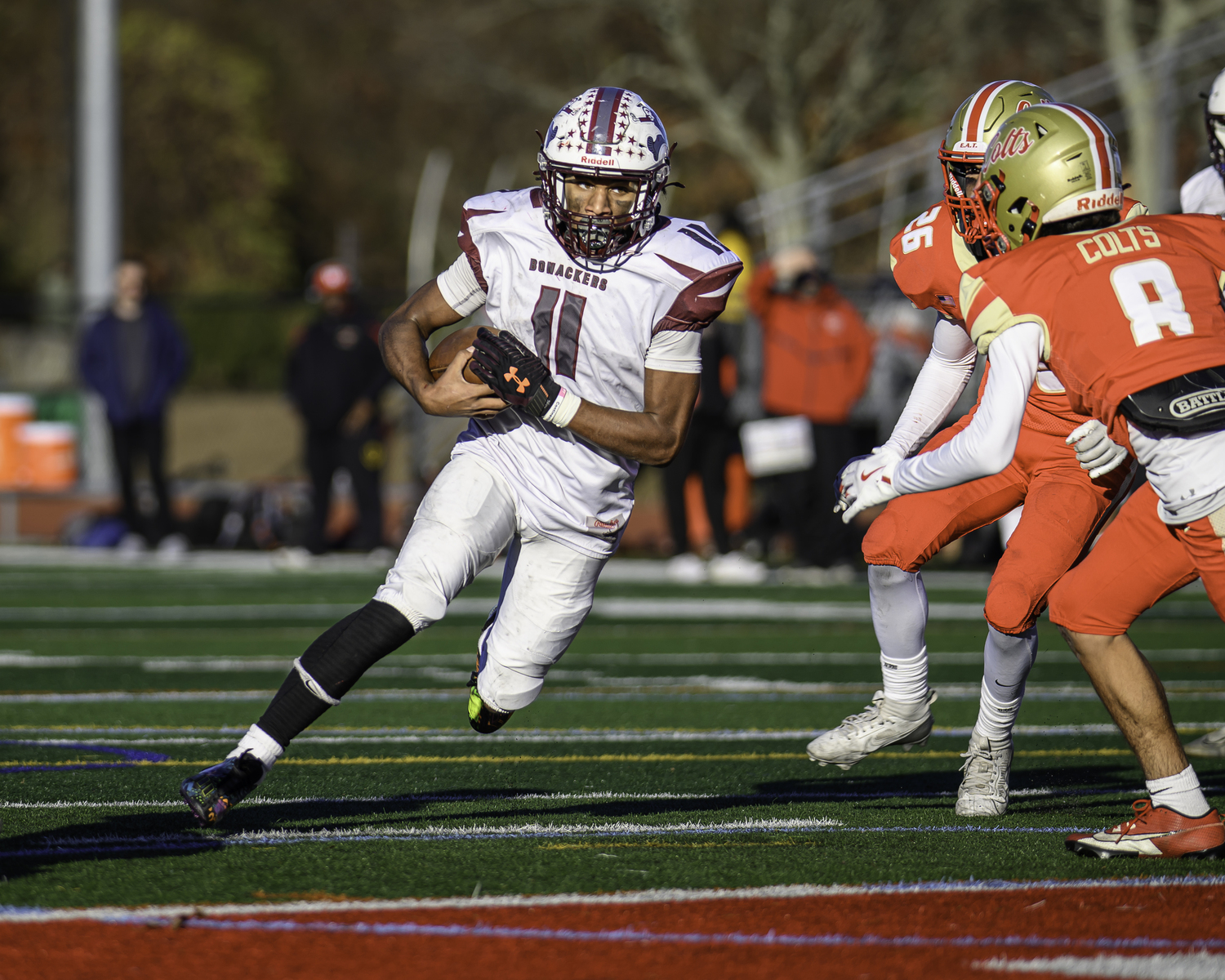 Bridgehampton junior Jai Feaster scored the Bonackers lone touchdown of the game.   MARIANNE BARNETT