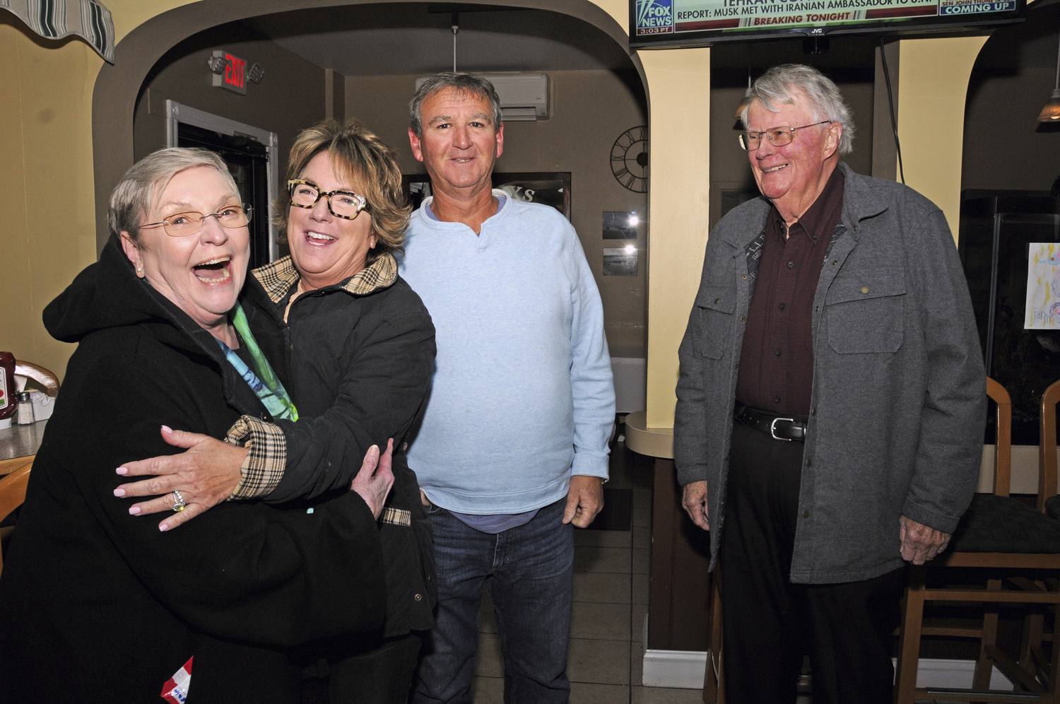 Christa Paon, Theresa Eurell, Eddie Eurell and Ronnie Paon at the Montauk Fire Department Fire Police Company No. 6 dinner at Sammy's Restaurant at the docks in Montauk on Thursday.  RICHARD LEWIN