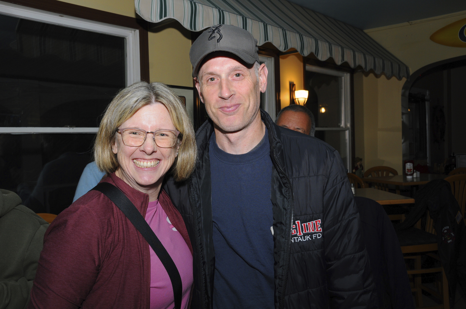 Dawn and Rob Lucas at the Montauk Fire Department Fire Police Company No. 6 dinner at Sammy's Restaurant at the docks in Montauk on Thursday.   RICHARD LEWIN