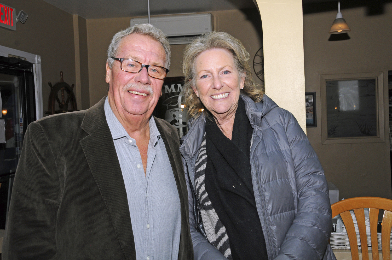 Eddie and Roxanne Ecker at the Montauk Fire Department Fire Police Company No. 6 dinner at Sammy's Restaurant at the docks in Montauk on Thursday. RICHARD LEWIN