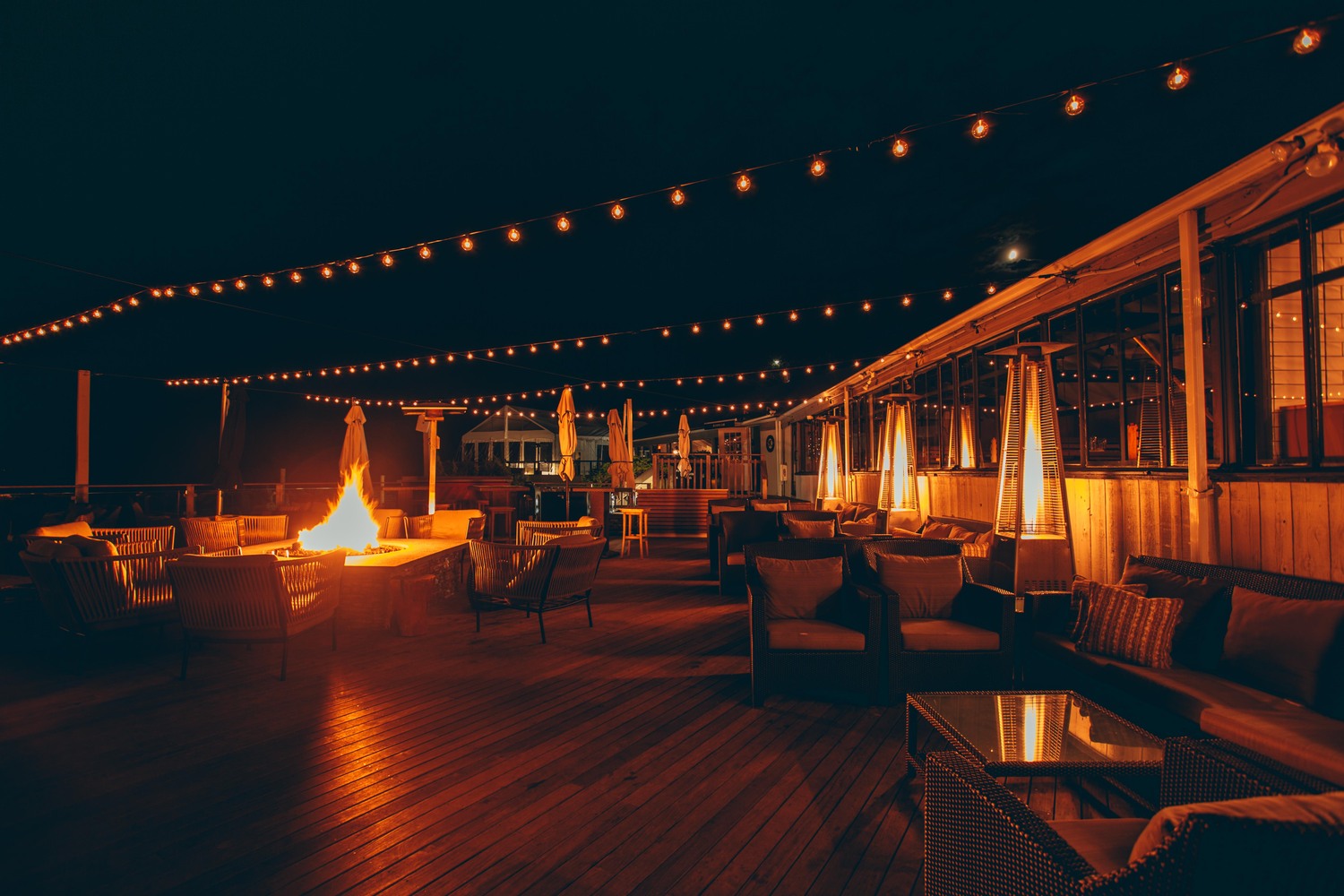 In addition to Thanksgiving dinner at its Scarpetta Beach restaurant, Gurney's Montauk invites visitors to enjoy a casual bite or drink at the Firepit during the weekend. COURTESY GURNEY'S MONTAUK