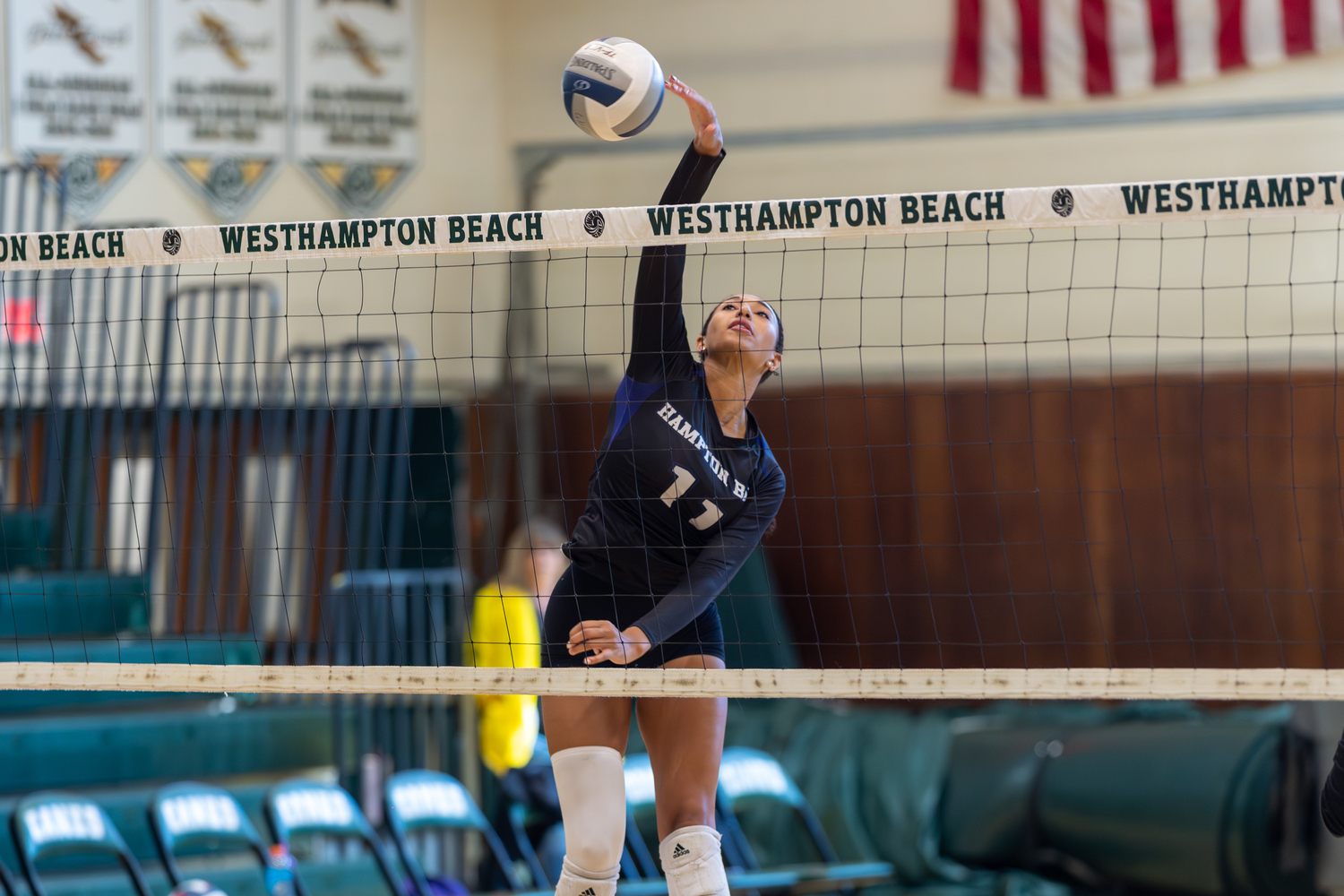 Hampton Bays senior middle blocker Asha Pensa-Johnson collected a game-high 27 kills. RON ESPOSITO