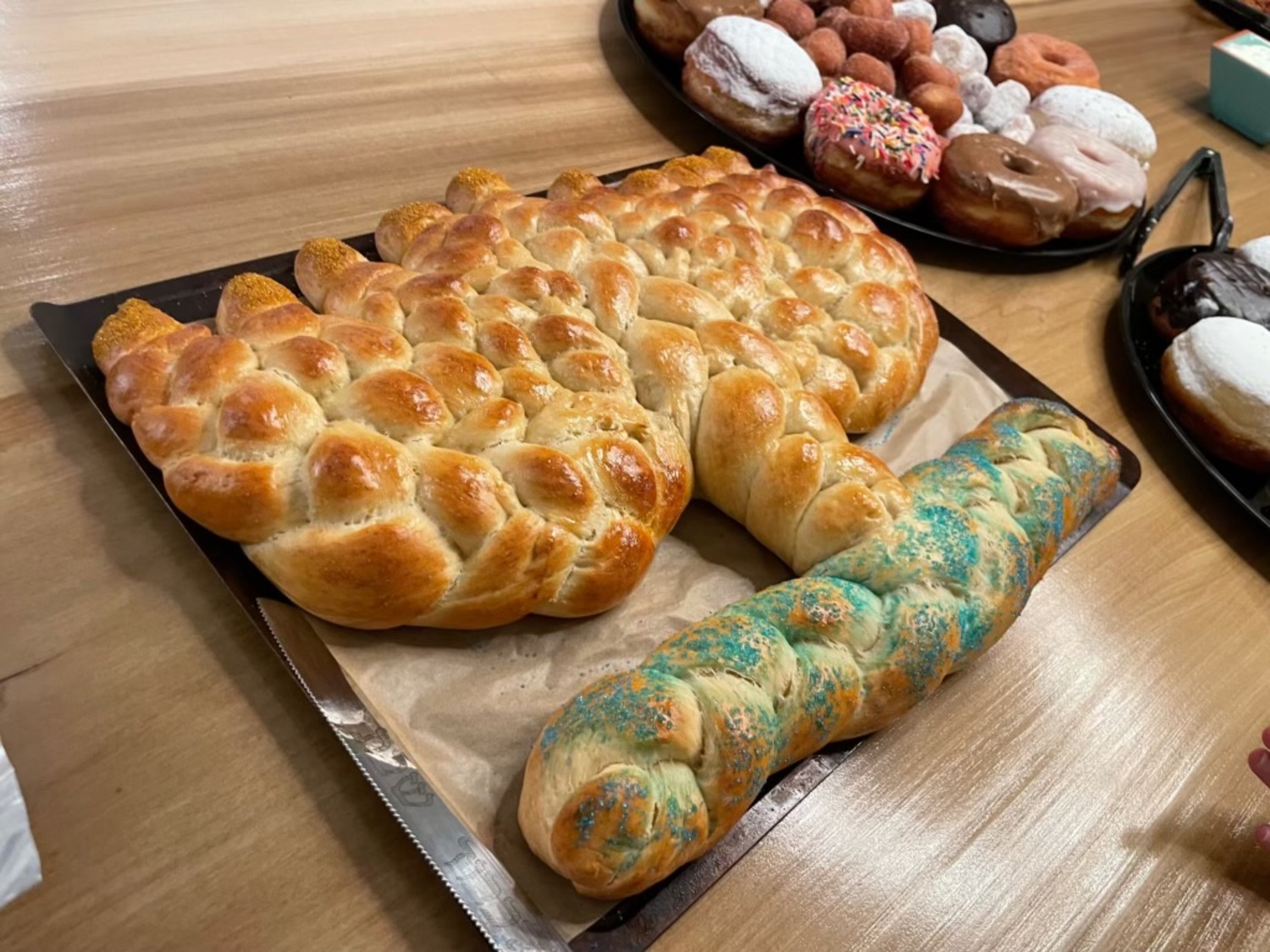 Menorah-shaped challah bread for Hanukkah.