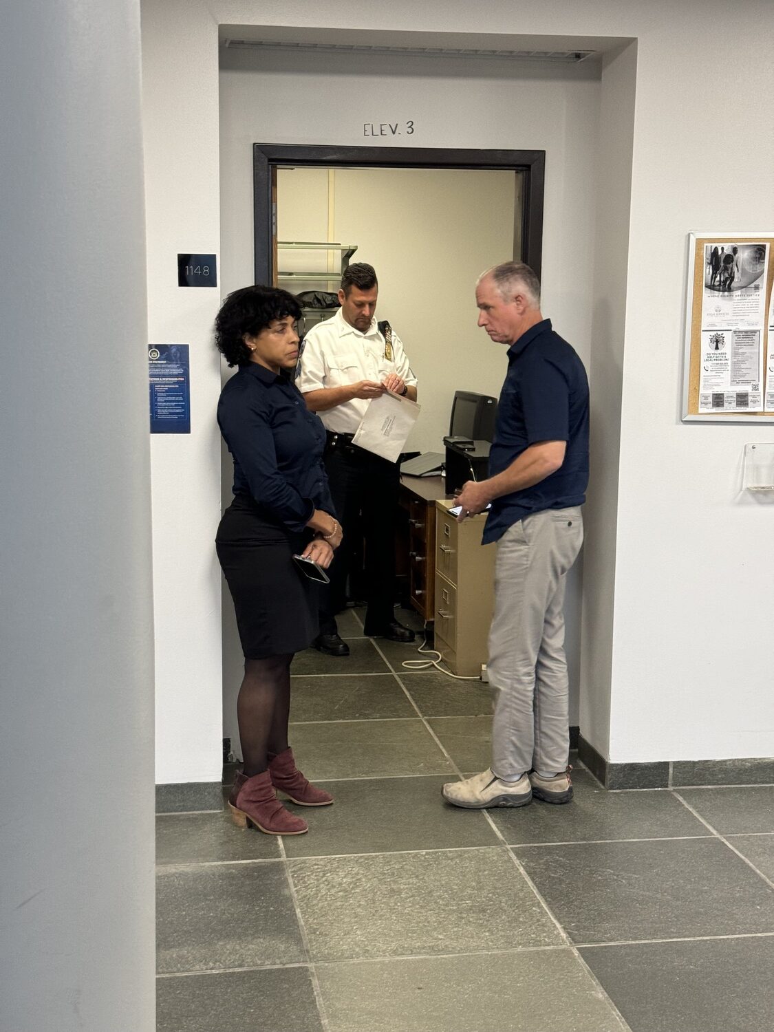 Pamela and Peter Miller in Suffolk County Court in Riverside on Thursday for their sentencing.  T.E. McMORROW