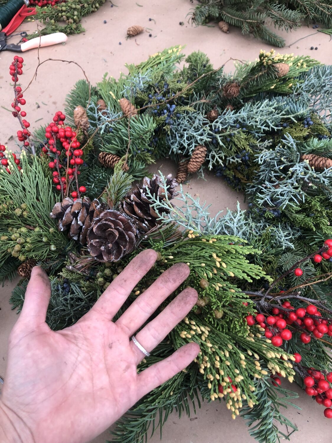 A beautiful homemade wreath (and sappy hands). CAILIN RILEY