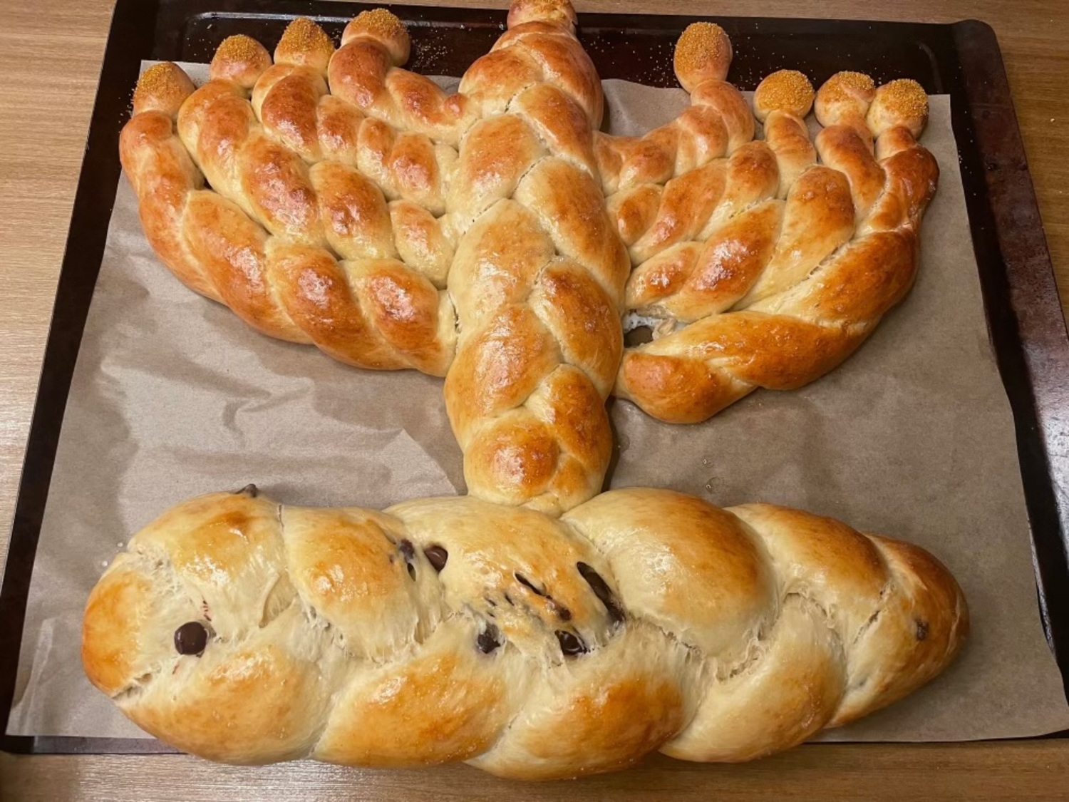 Menorah-shaped challah bread for Hanukkah.