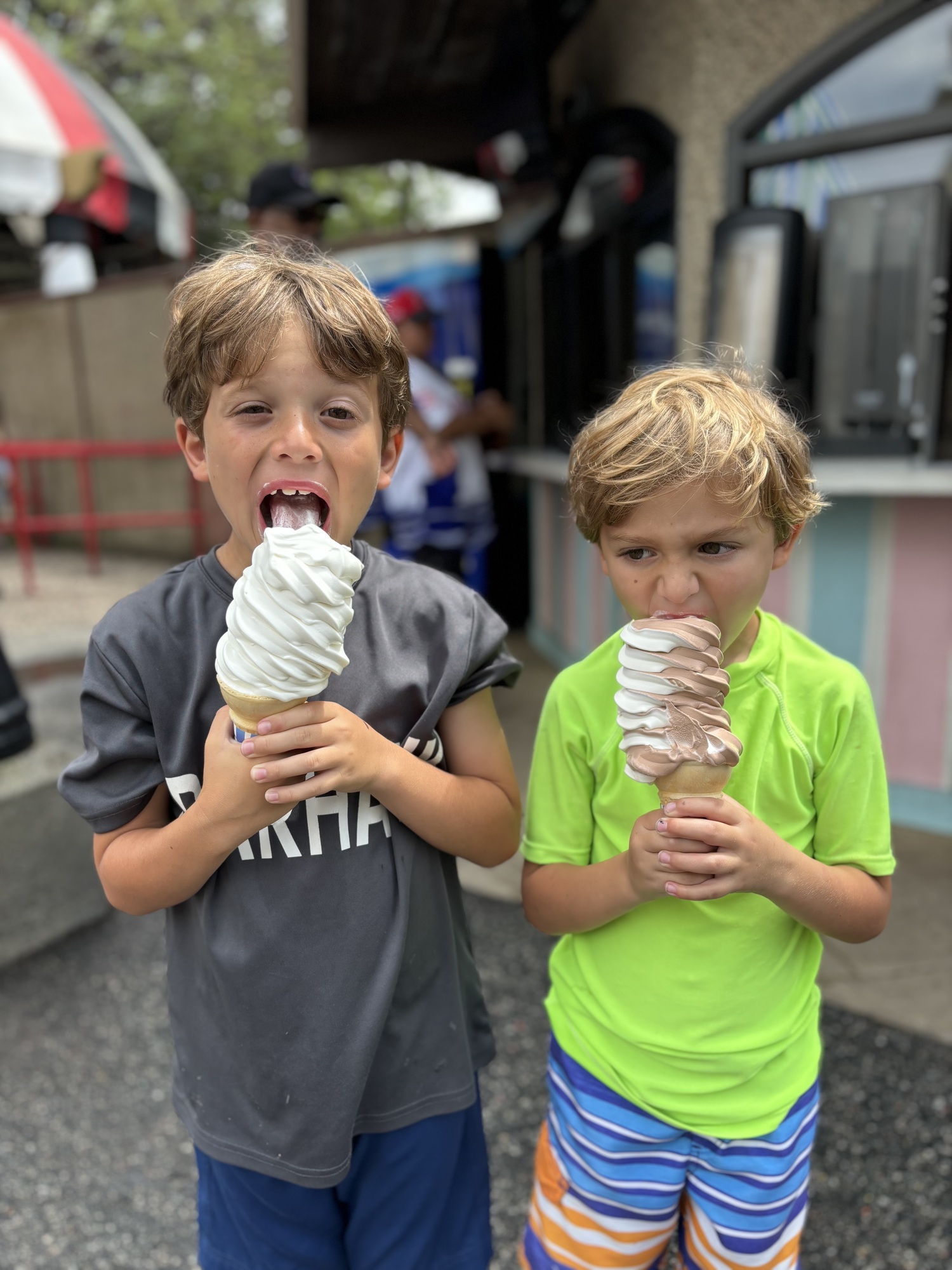 The authors children, Nathaniel and Miles, enjoy ice cream in Canobie.