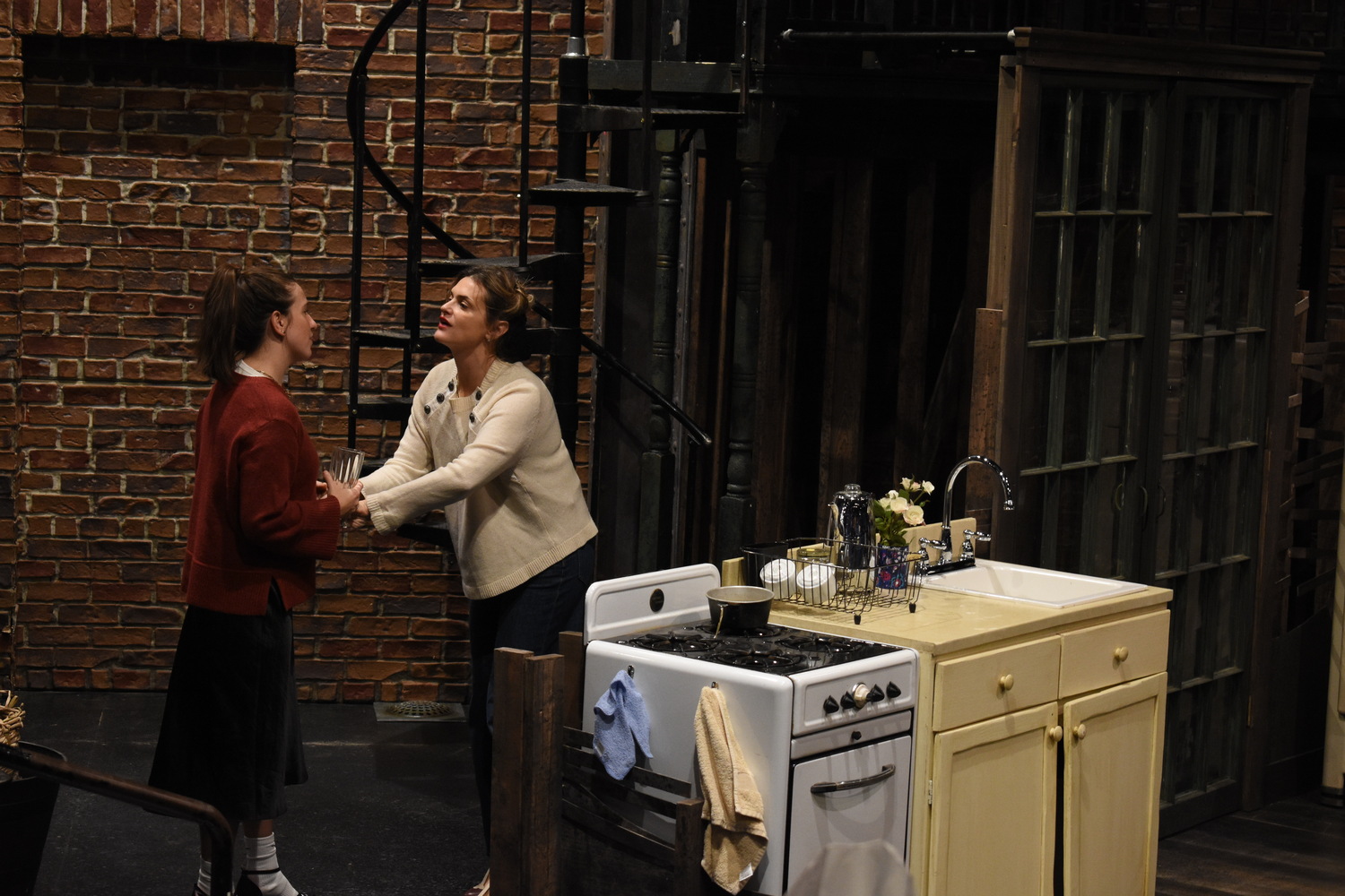 Katie Rodgers (Stella) and Daniela Mastropeitro (Blanche) during rehearsals for 