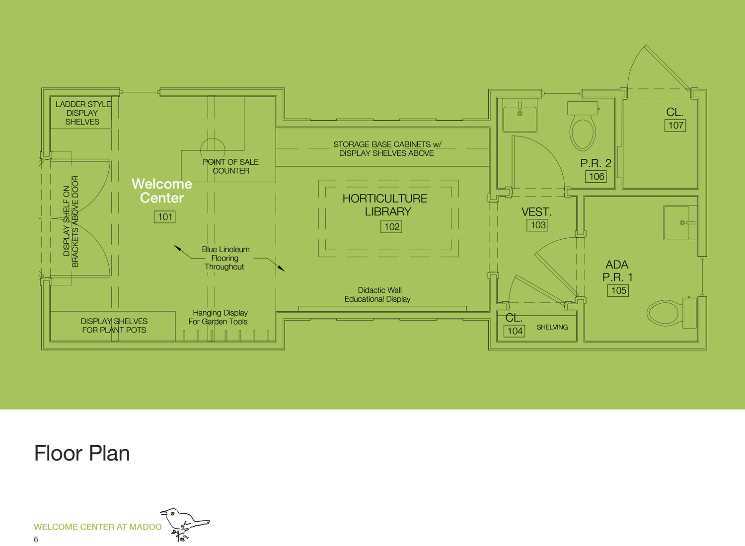 The layout for the new welcome center at the Madoo Conservancy.