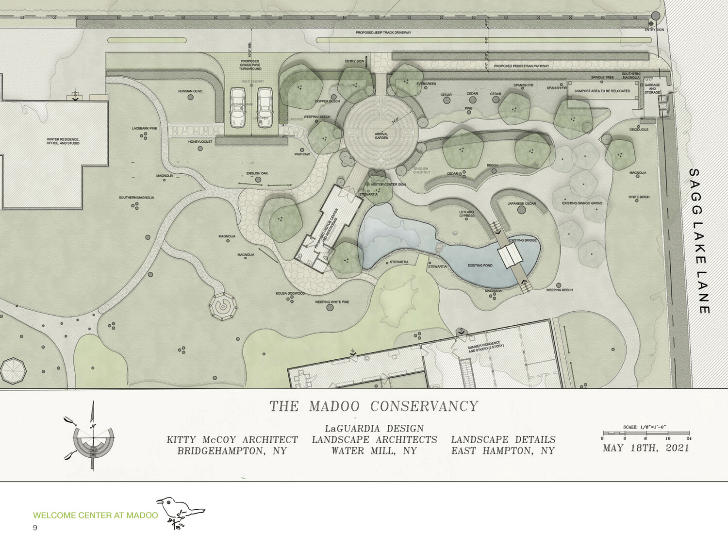 The site plan for the new welcome center at the Madoo Conservancy.