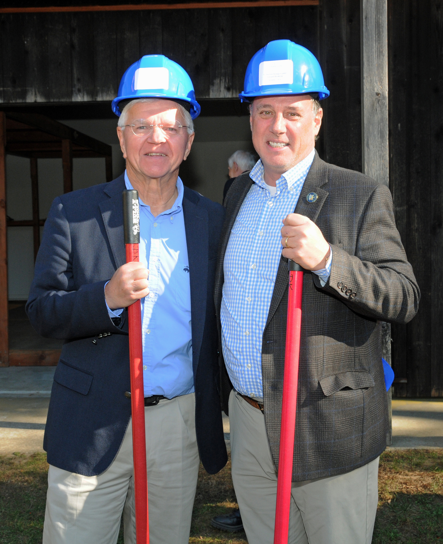 Assemblyman Fred W. Thiele Jr. and Senator Anthony Palumbo were among the officials at a groundbreaking for the East Hampton Historical Society's new Museum Collections Storage Center. RICHARD LEWIN