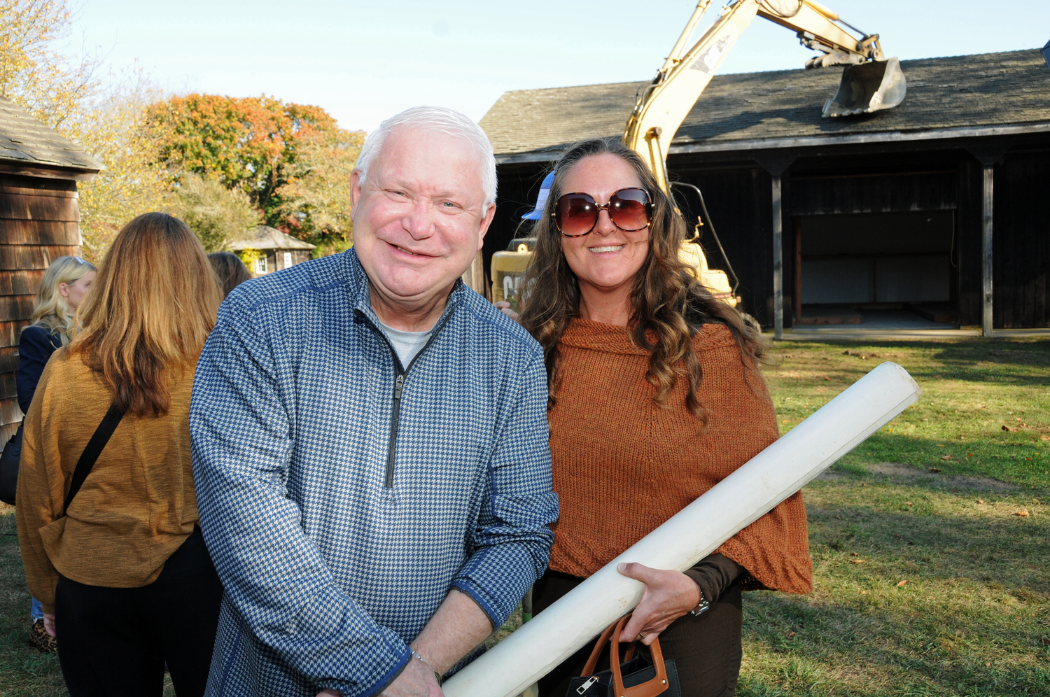 Randy Wallace and Stacy Myers were on hand for the East Hampton Historical Society's groundbreaking for its new Museum Collections Storage Center. RICHARD LEWIN