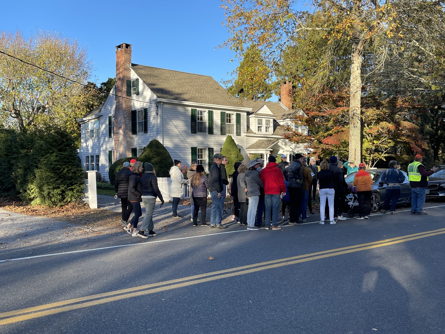 The Greater Westhampton Historical Museum and the Remsenburg Academy held their  annual historic walking tour of Remsenburg’s Main Street.  A highlight of this year's tour was a stop at the “James Tuthill Family House,” which was recently designated a Town of Southampton Landmark. Stephanie Davis led the tour. COURTESY REMSENBURG ACADEMY