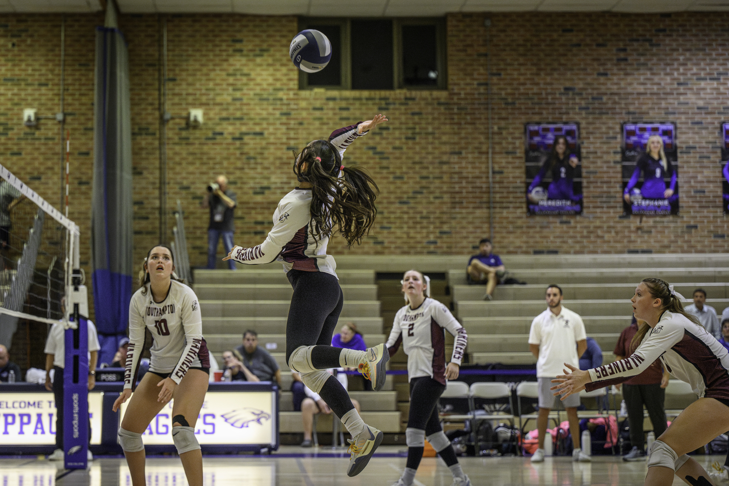 Southampton junior Danna Nieto hits the ball back over the net.   MARIANNE BARNETT