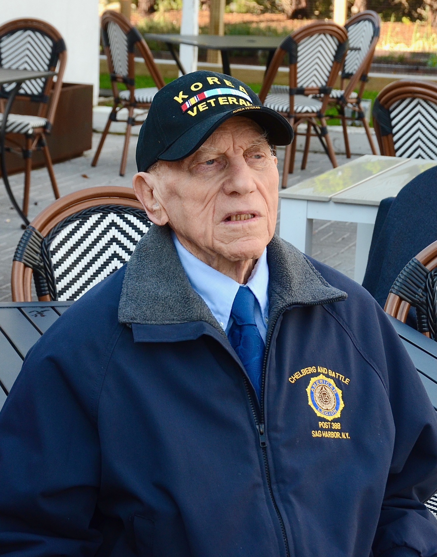 Korean Water veteran Don Schrieber was honored at Sag Harbor's Veterans Day observance on Monday. KYRIL BROMLEY PHOTOS