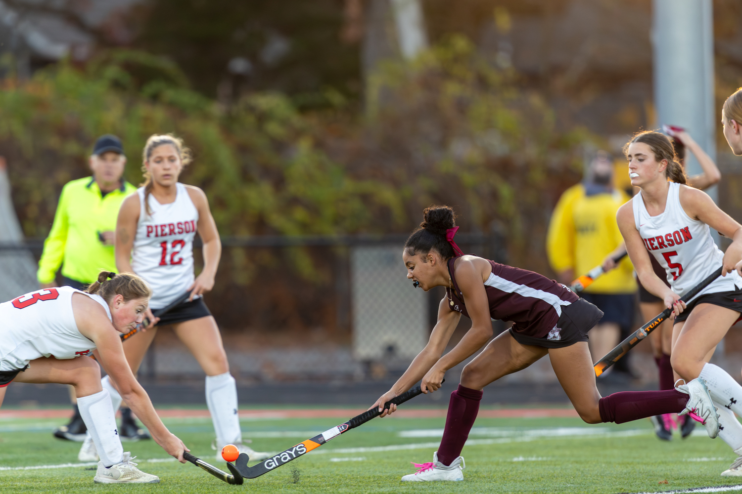 Southampton senior forward Daelyn Palmore battles Pierson senior Cali Wilson for the ball. RON ESPOSITO