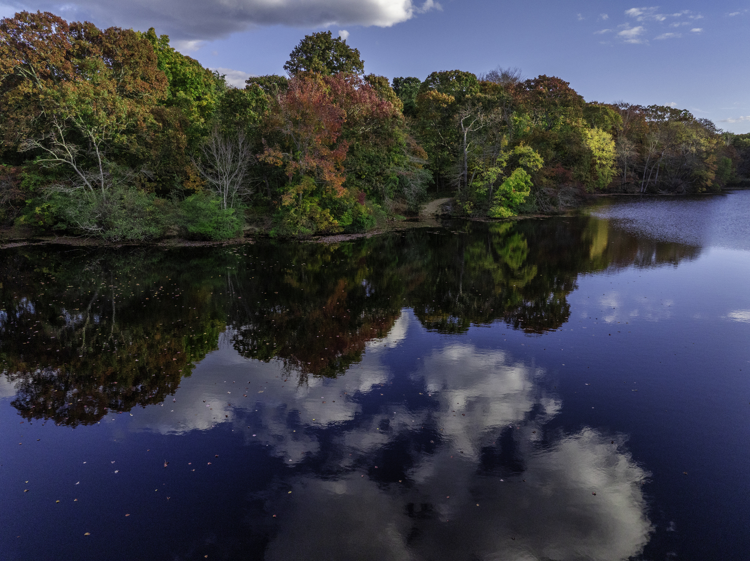 The trail and foliage reflection onto the pond.  MARIANNE BARNETT