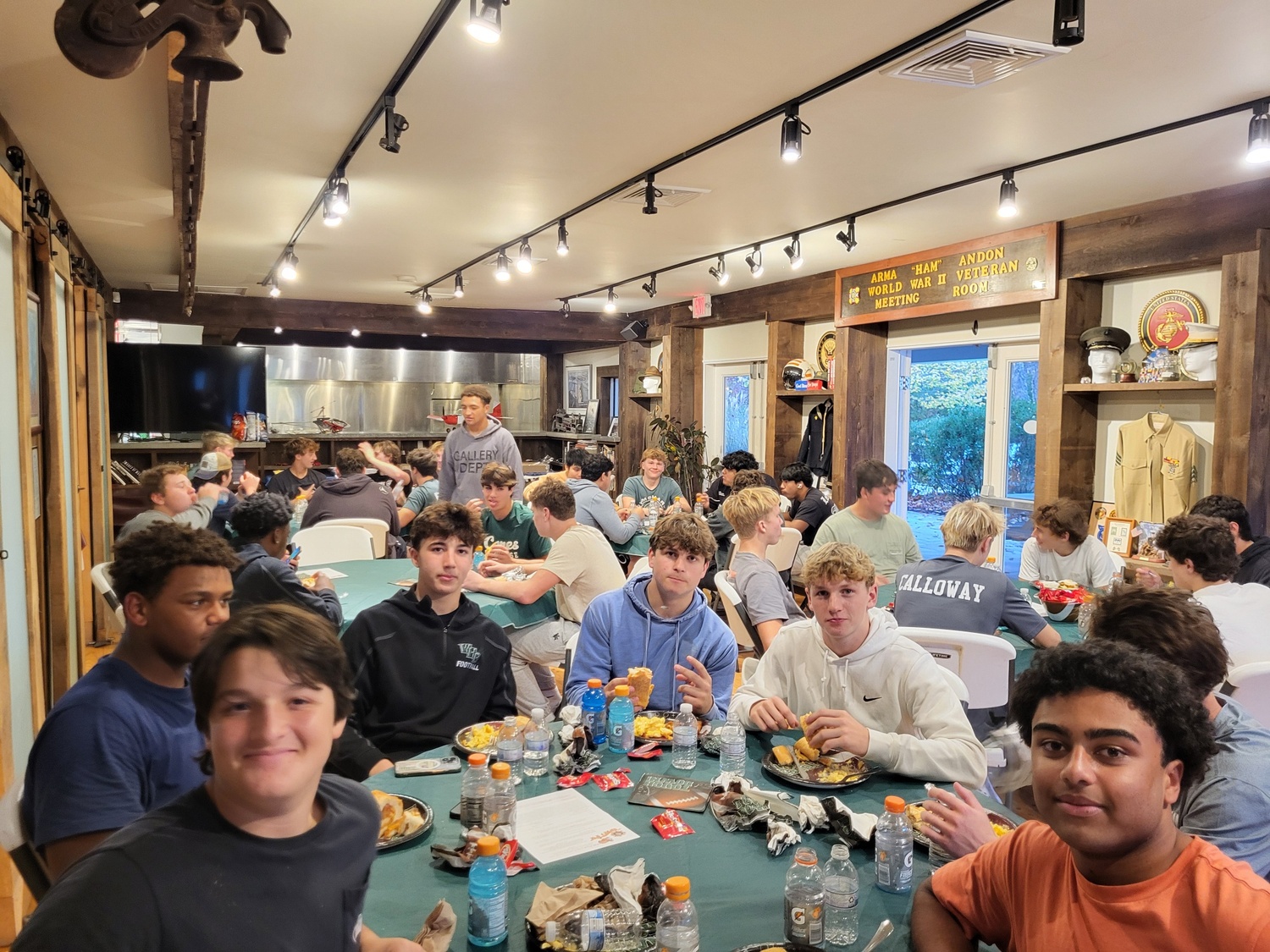 The Westhampton Beach High School Varsity Football Team dined at VFW Post 5350 on October 31.  The dinner was provided by supportive families of the athletes with support from the Post. COURTESY BILL HUGHES