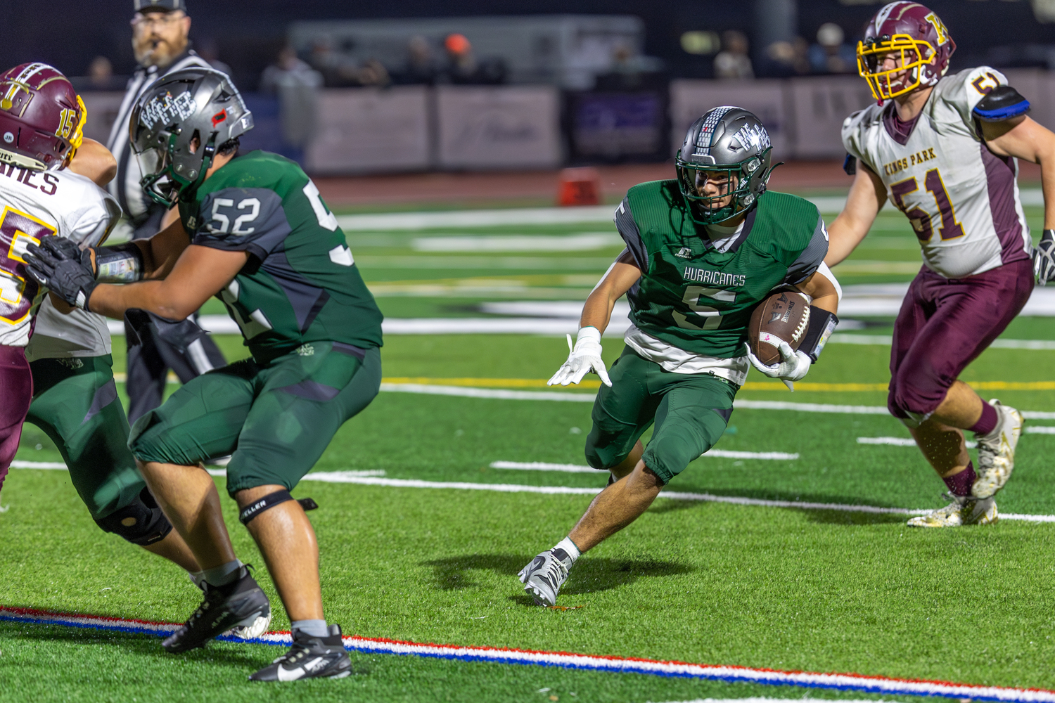 Brody Spanbock gets behind a block from David Salazar.   RON ESPOSITO