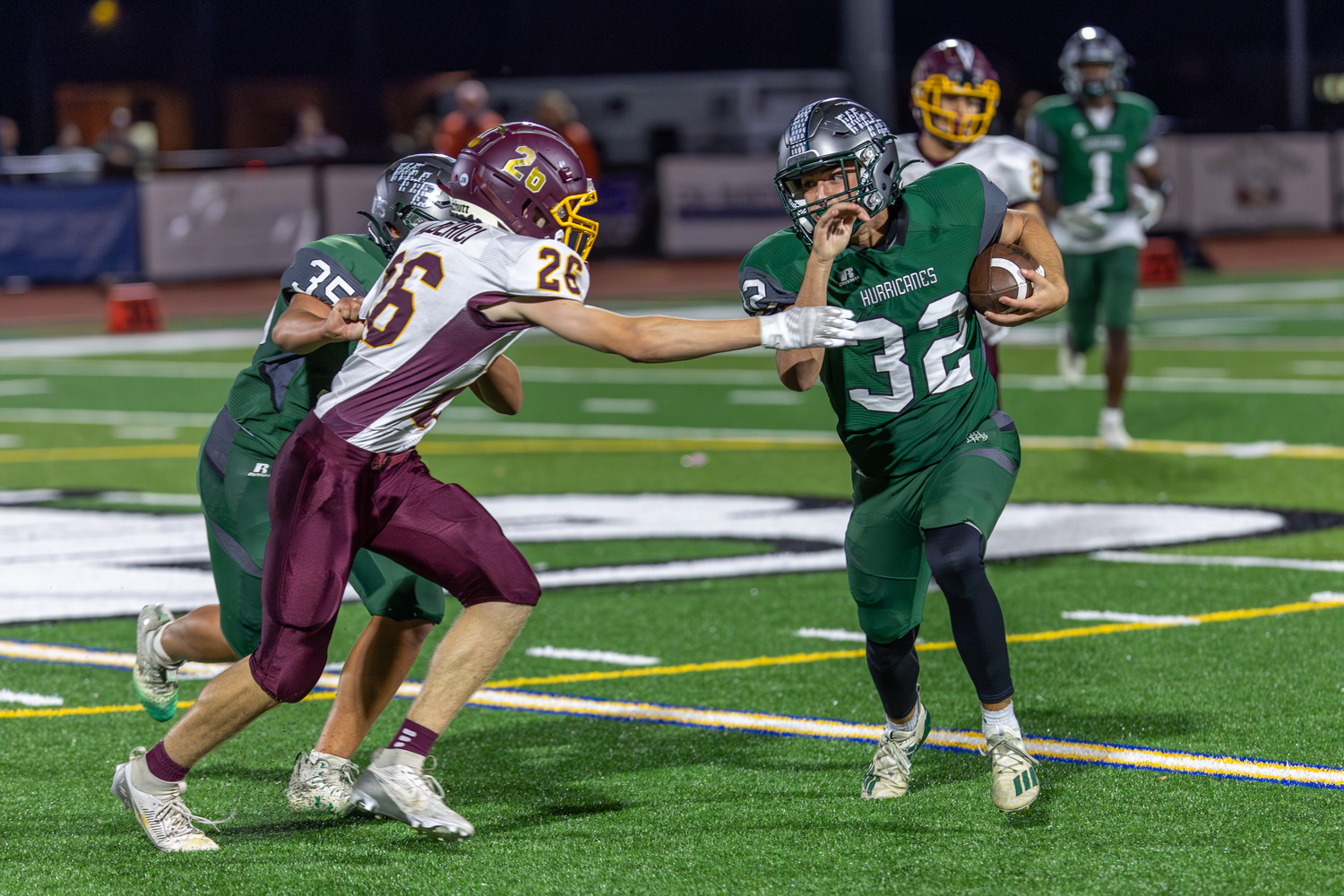 Westhampton Beach junior Riley Maire looks to avoid a Kings Park.   RON ESPOSITO