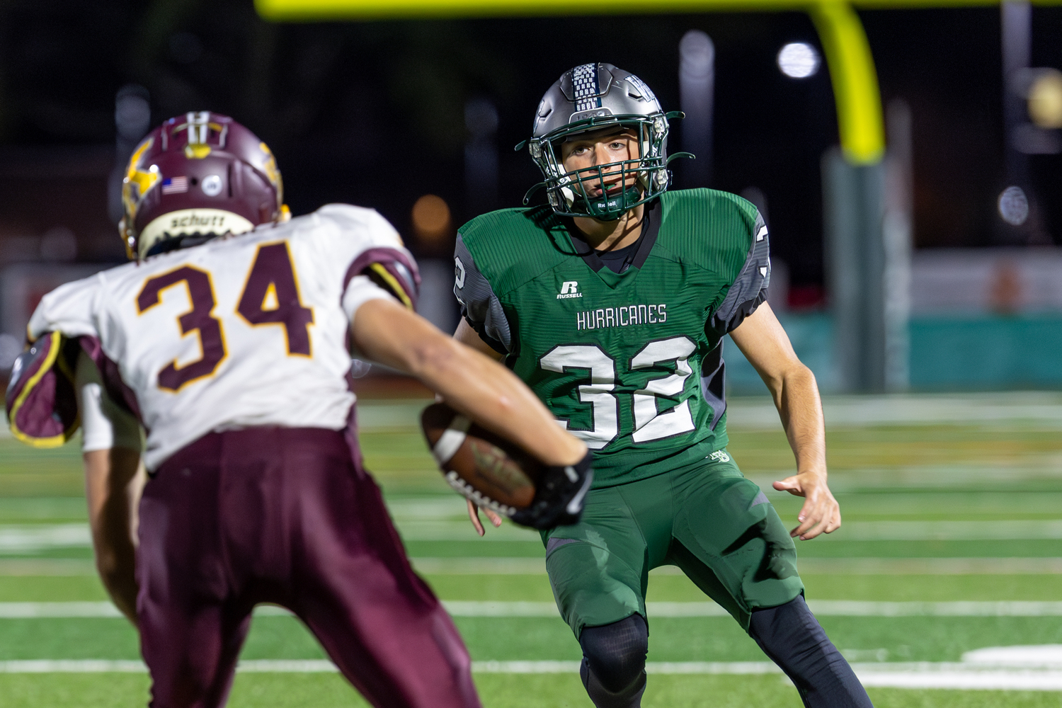 Westhampton Beach junior Riley Maire has a Kings Park player in his sights.   RON ESPOSITO