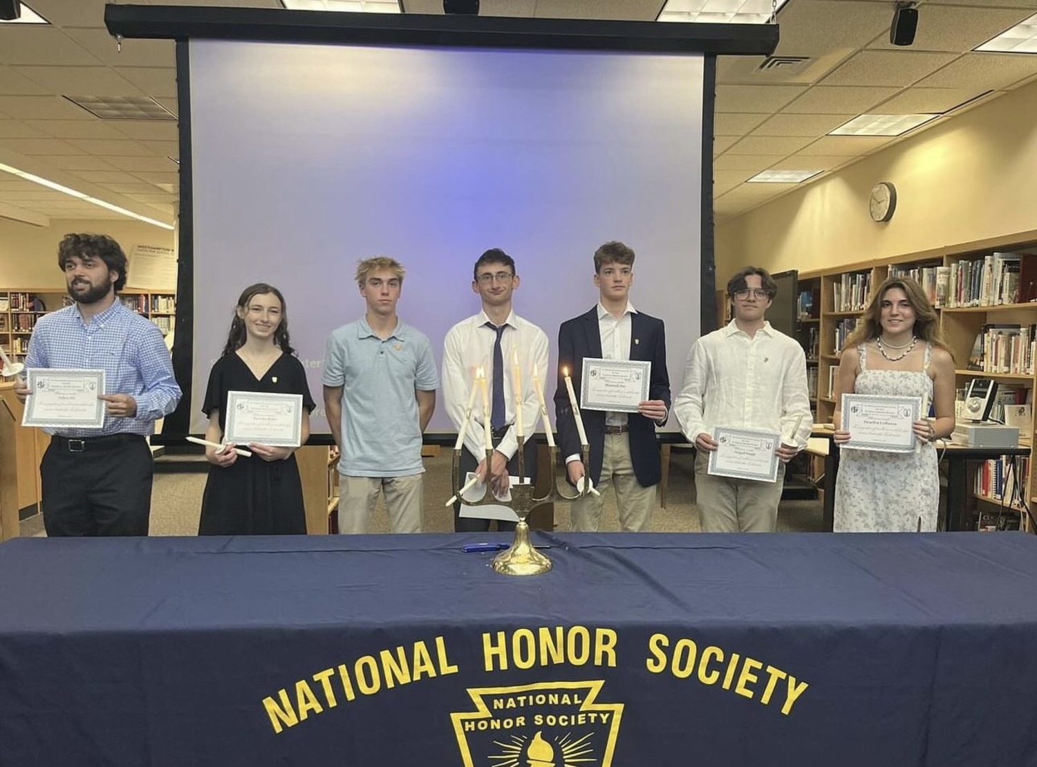 Seven students were inducted into the Westhampton Beach High School National Honor Society during a recent ceremony. The new members were inducted in recognition of their demonstrated excellence in service, character, scholarship and leadership. The students are Aden Ali, Brooke Bahr, Drew Calloway, Jayson Kampfer, Graelyn LoRusso, Maxwell Orr and Angad Singh.