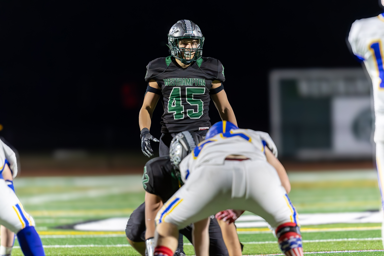 Westhampton Beach sophomore Andrew Lewis made eight tackles in Friday night's playoff victory over Comsewogue.   RON ESPOSITO