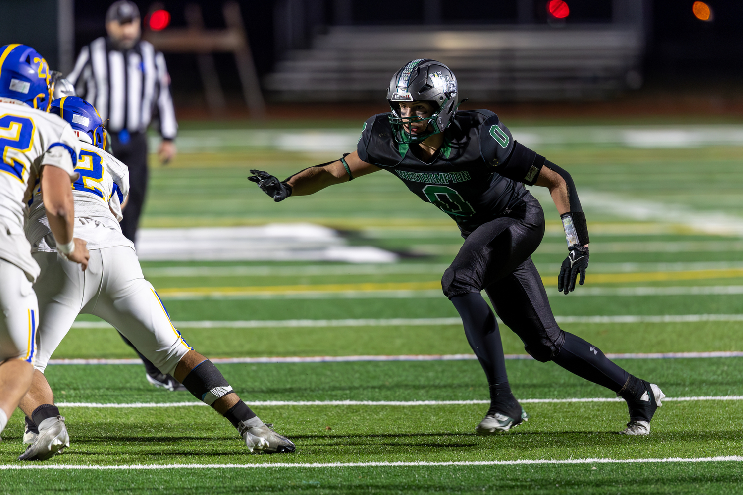 Westhampton Beach head coach Bryan Schaumloffel lauded David Rankin's play after Friday night's game.   RON ESPOSITO