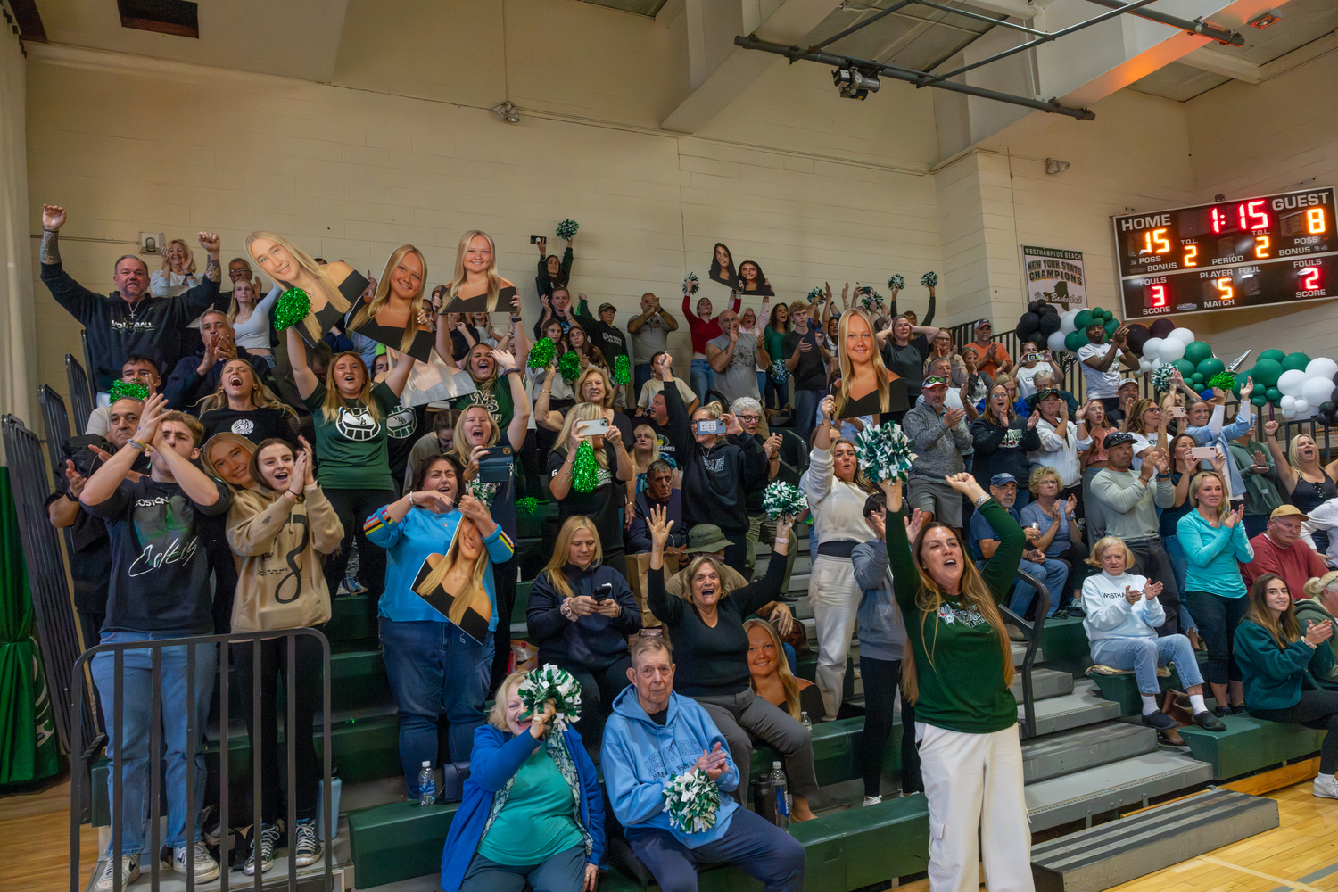 Westhampton Beach's home crowd celebrates the win. RON ESPOSITO