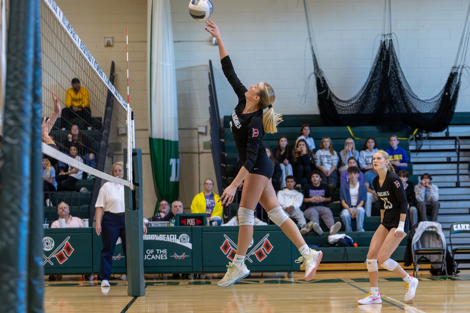 Westhampton Beach senior middle blocker Karly Pascale slams down one of her 16 kills. RON ESPOSITO