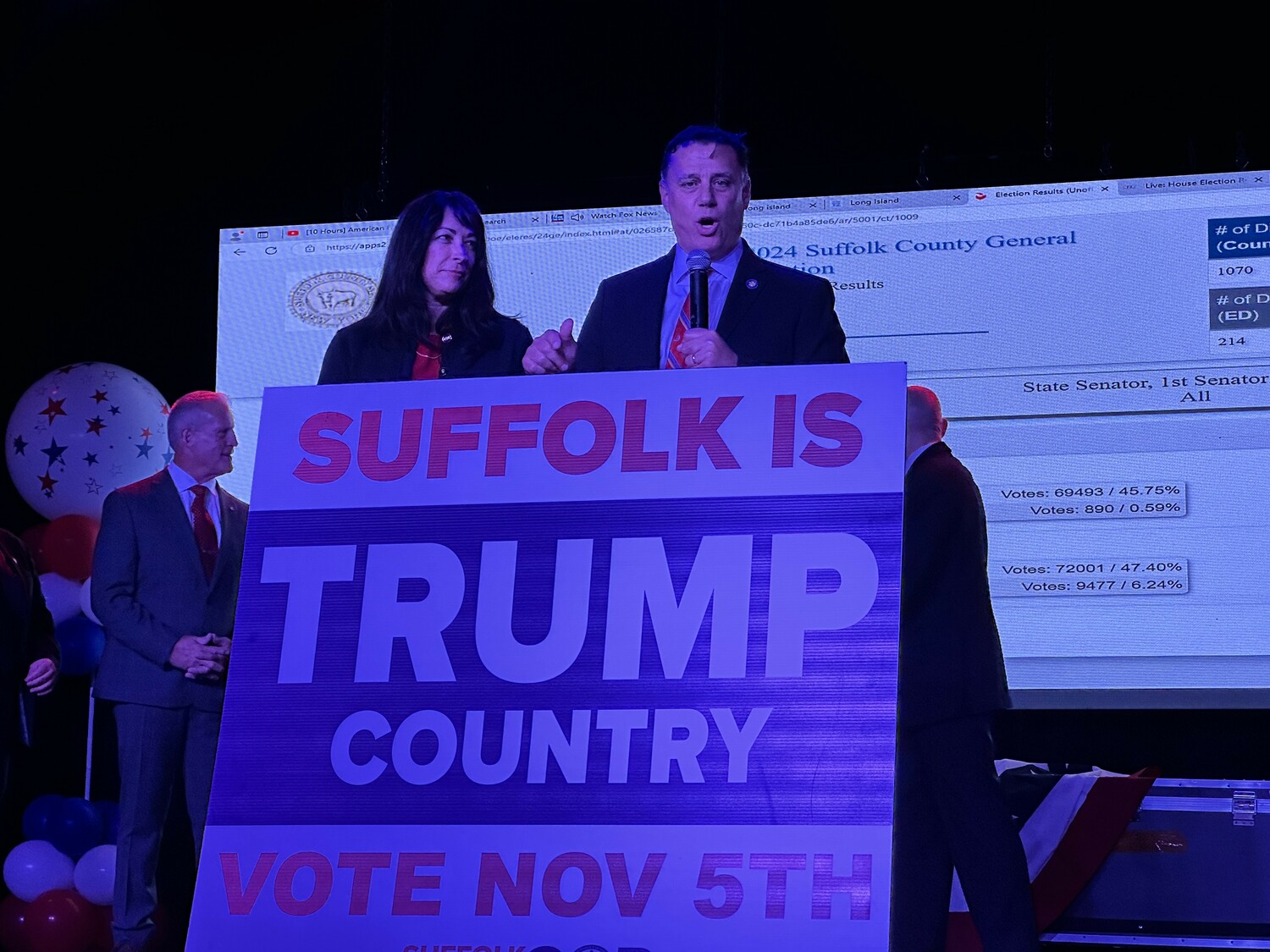 State Senator Anthony Palumbo gives a victory speech on Tuesday night. BRENDAN J. O'REILLY