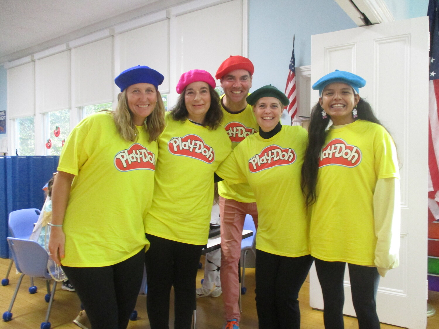 Sagaponack School students and staff set out “Spooking Sagaponack” on Thursday, which included a parade near the school. School staff dressed as Play Doh. COURTESY SAGAPONACK SCHOOL