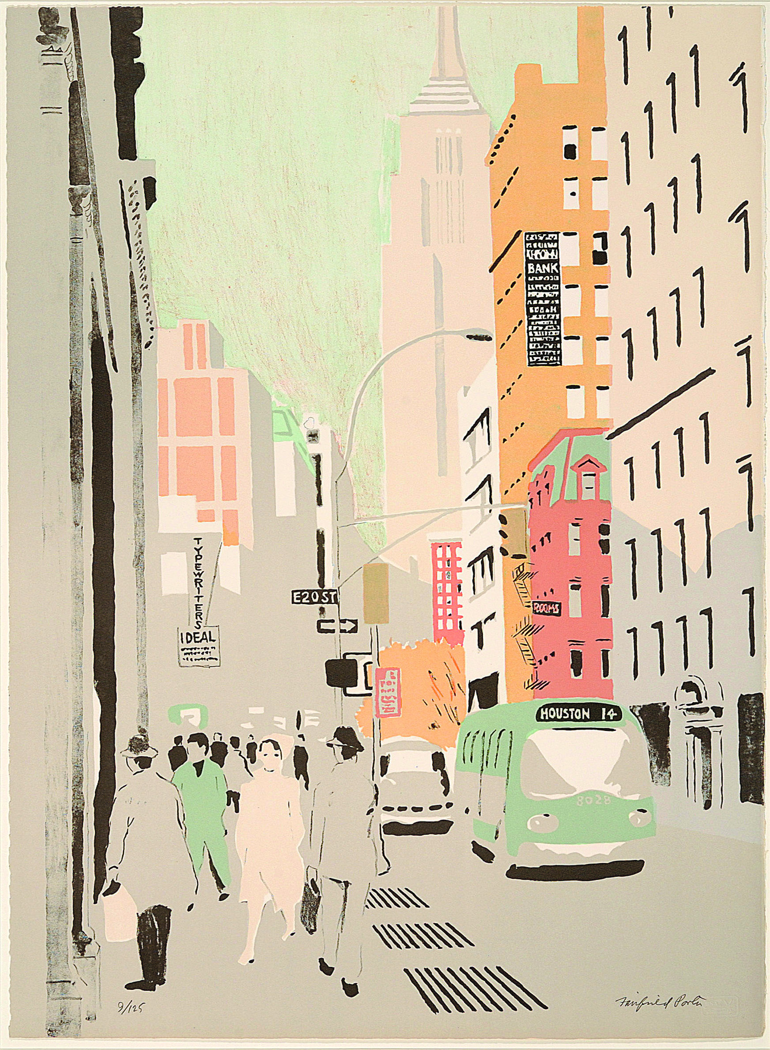 February 15 - Fairfield Porter, “Broadway,” 1972. Lithograph. PARRISH ART MUSEUM WATER MILL, N.Y. GIFT OF DR. AND MRS. DANIEL J. MASON AND GIFT OF THE ESTATE OF FAIRFIELD PORTER